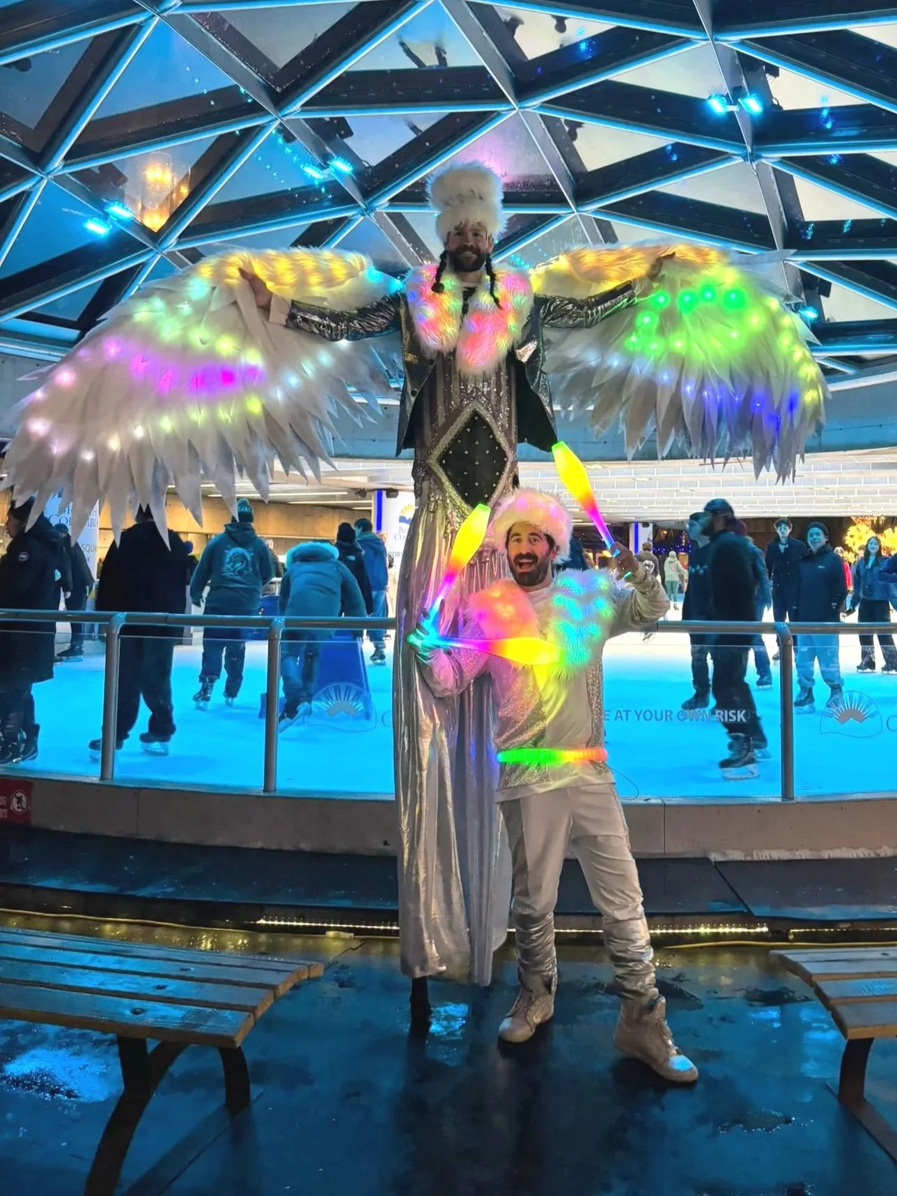 Snow Bird Stilt Character + LED Winter Juggler @ Destination Downtown 2025 