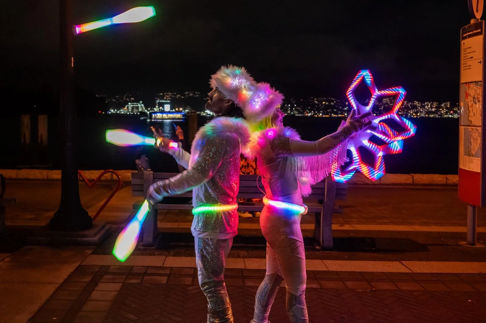 LED Winter Characters (juggling + fans) @ Destination Downtown 2024