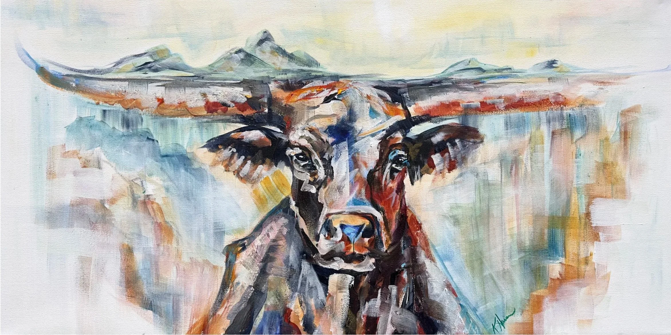 "Holding the Mountains" Acrylic on canvas, 18"x30" SOLD