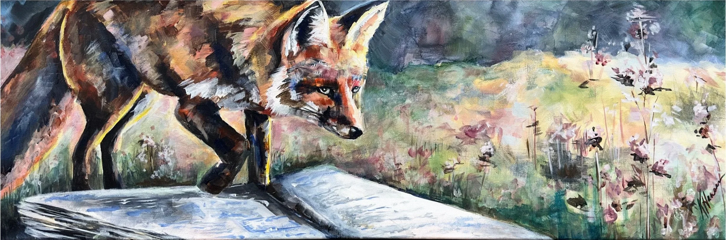 "Intent" Acrylic on canvas, 12"x36" SOLD