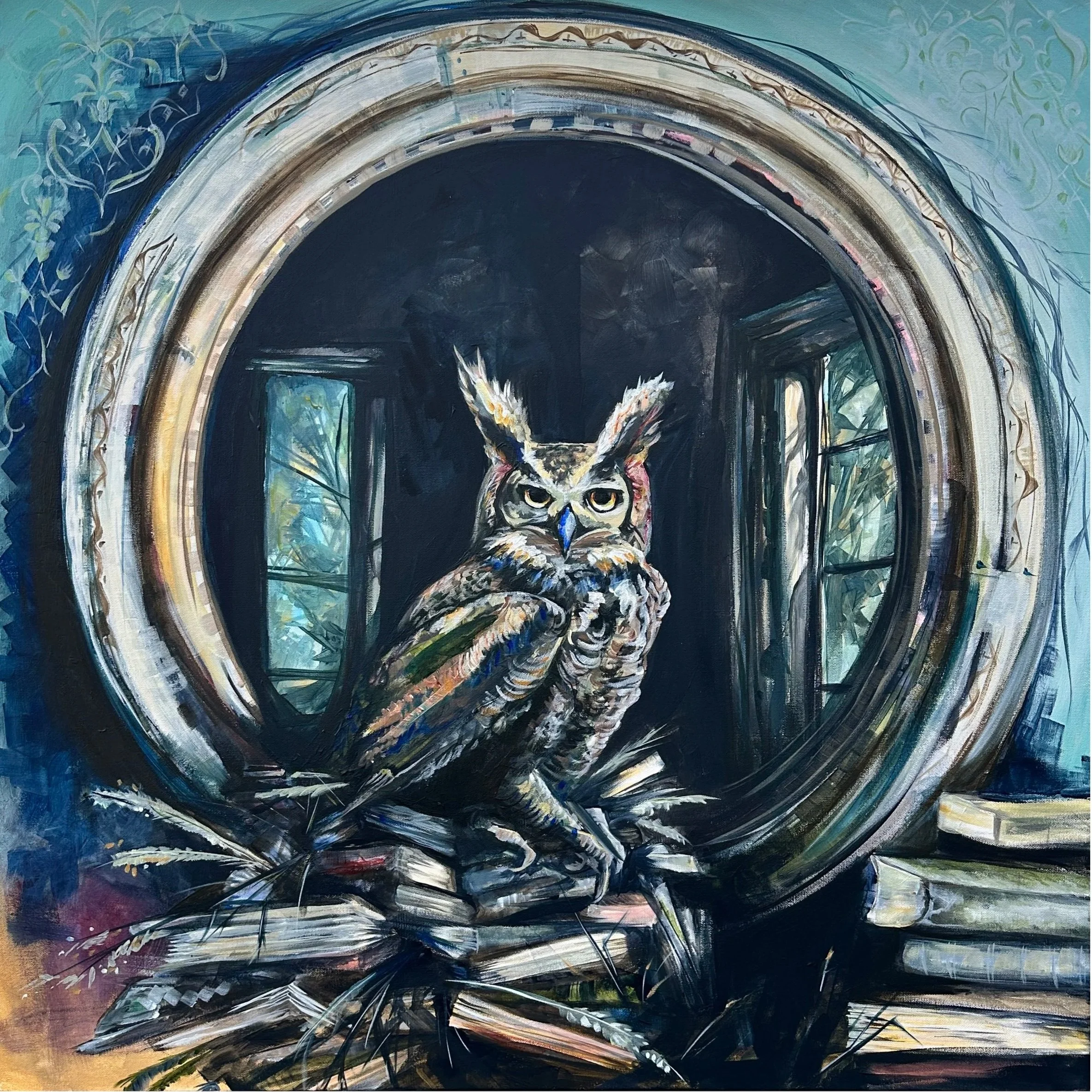 "Story of an Owl" Acrylic on canvas, 36"x36" SOLD
