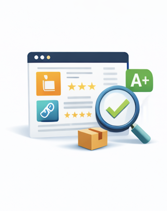 A person working in a design studio, looking at a colorful abstract geometric artwork on a computer monitor. The desk has color swatches, a graphics tablet, pens, and a lamp. There are sketches and a calendar on the wall behind.