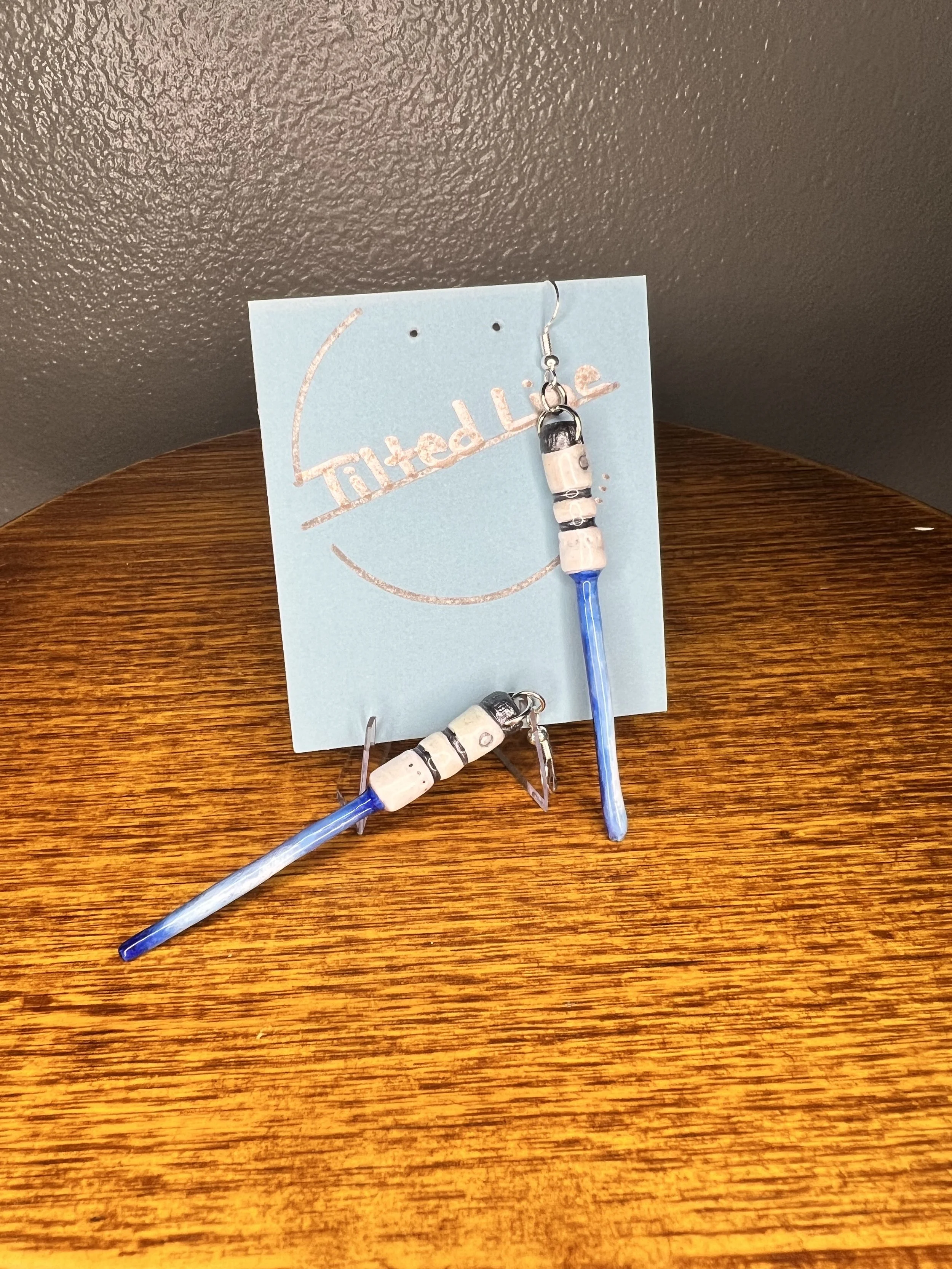 Handcrafted White Lightsaber Earrings