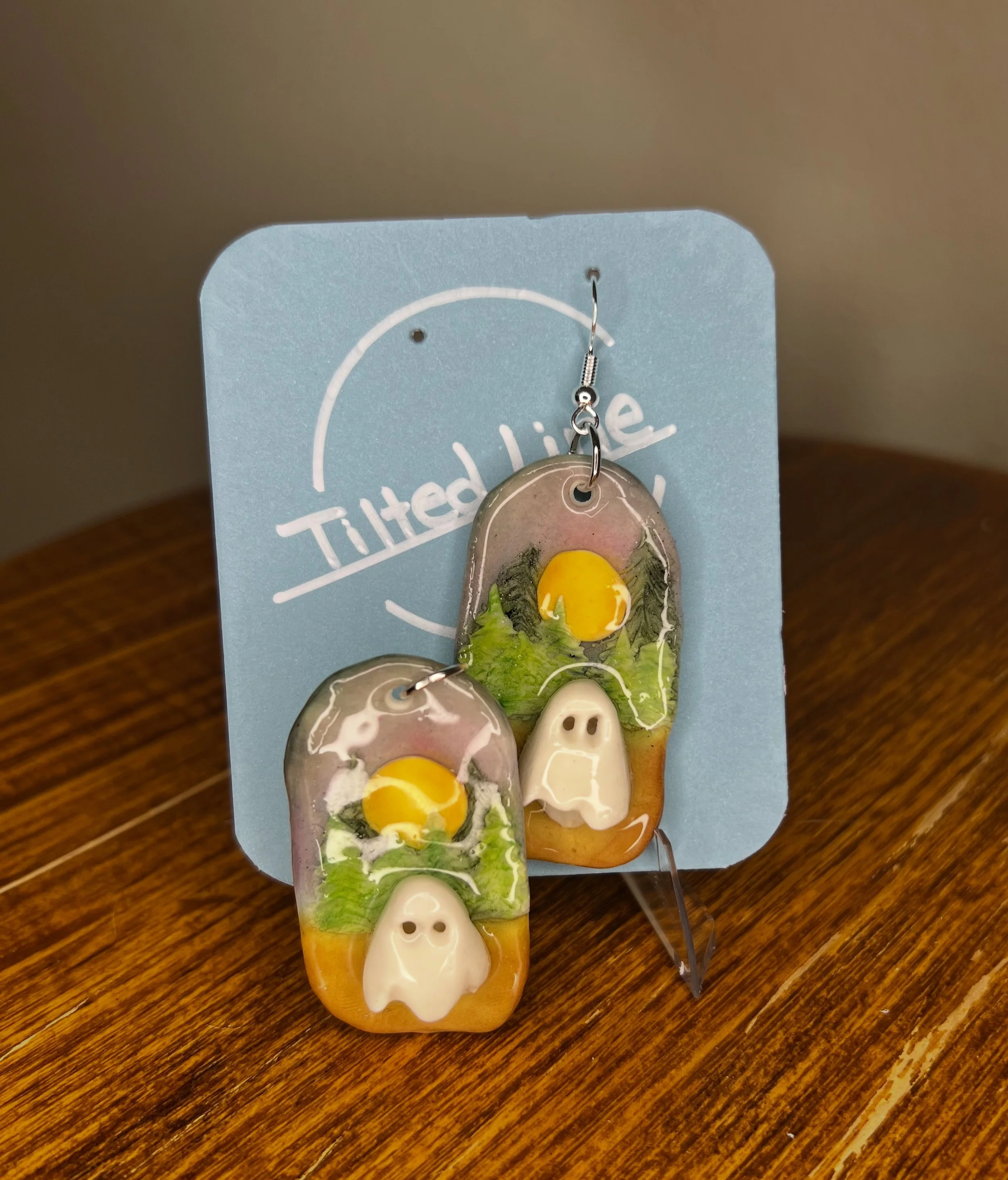 Full Moon Ghost Earrings