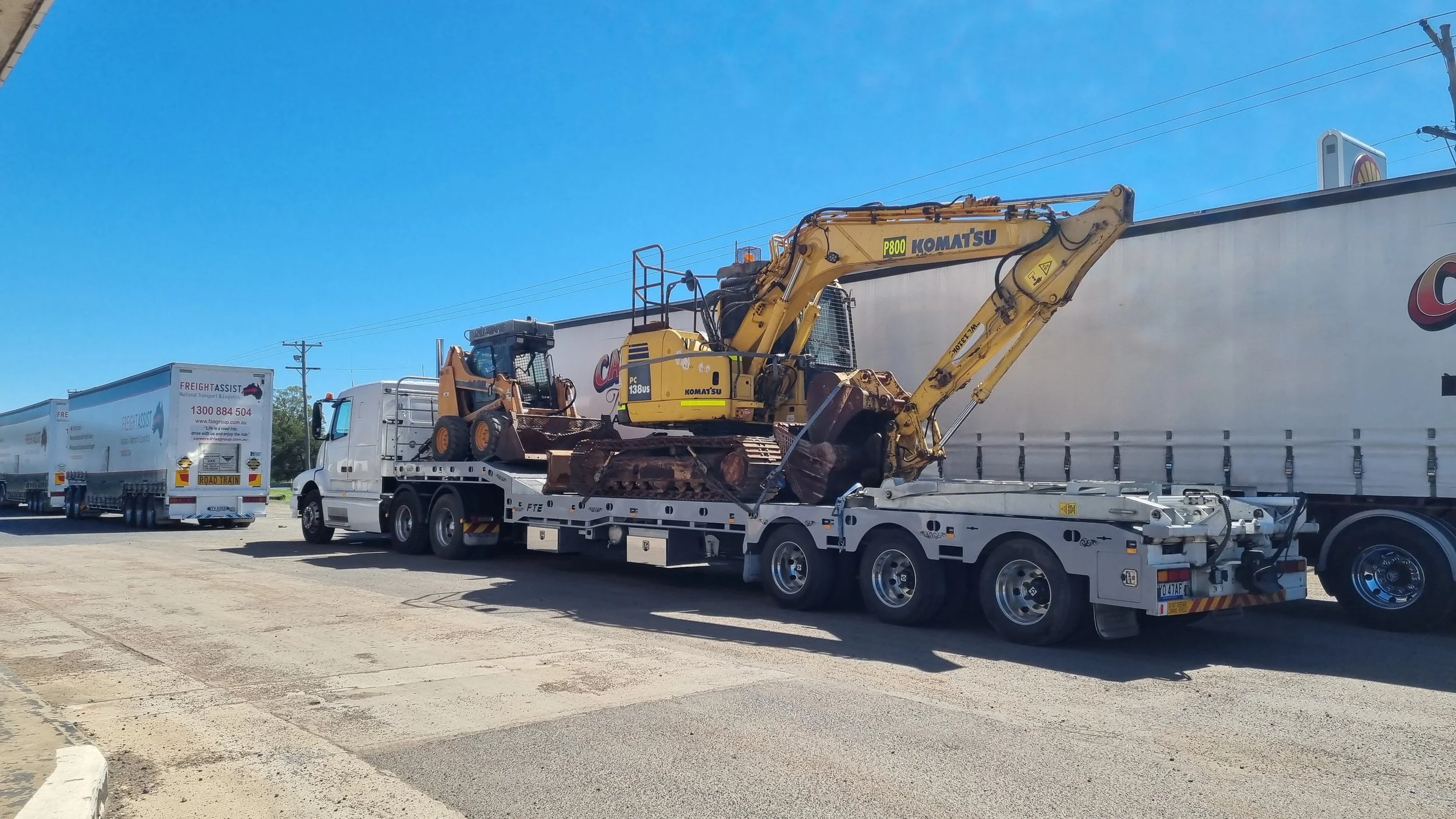 Drop Deck with machinery loaded