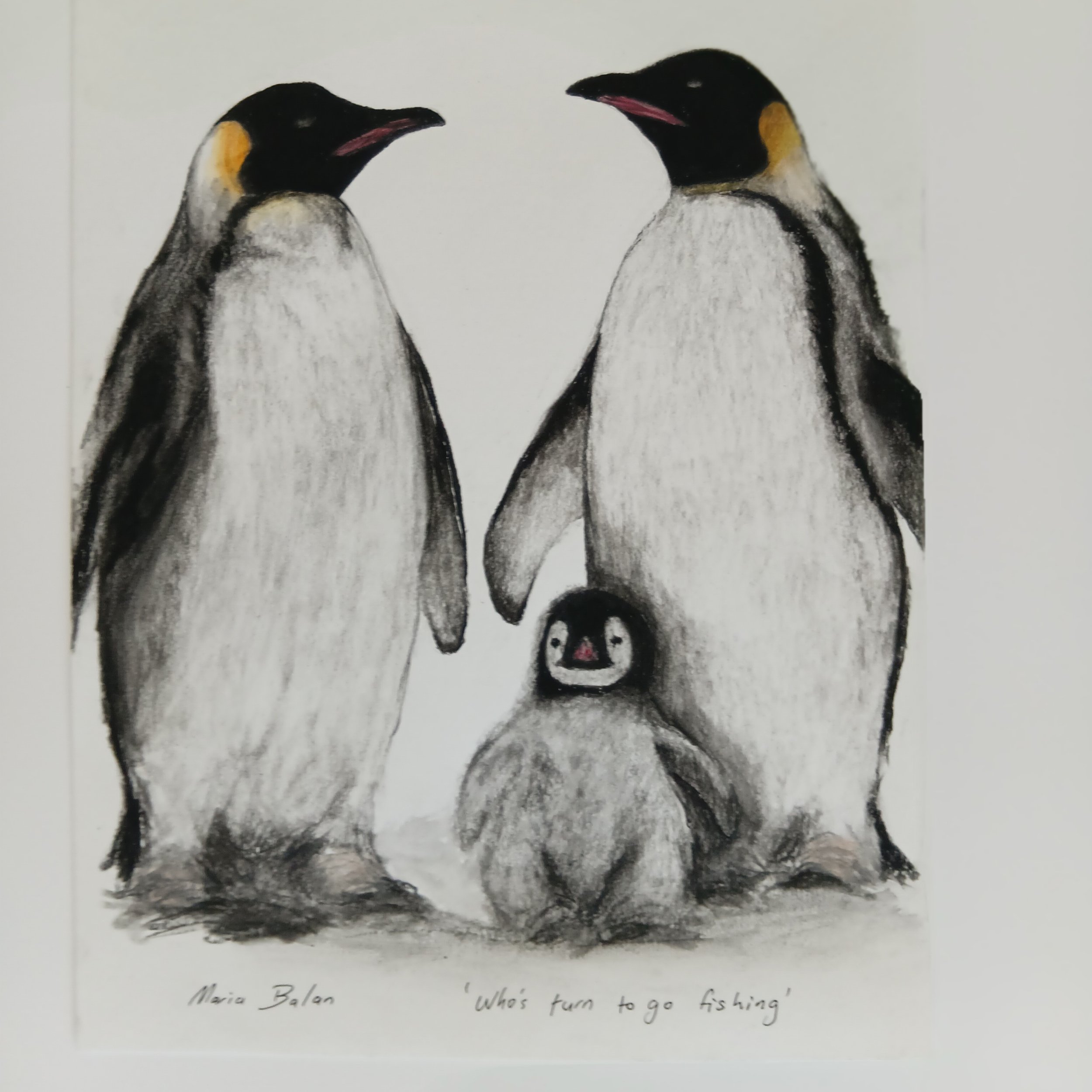 Original Charcoal Drawing -Who's Turn To Go Fishing