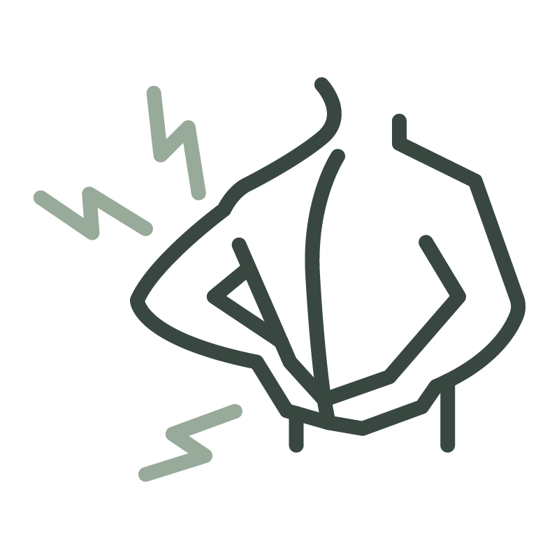 Line drawing of a tooth with pain indicators and squiggly lines indicating discomfort or pain.