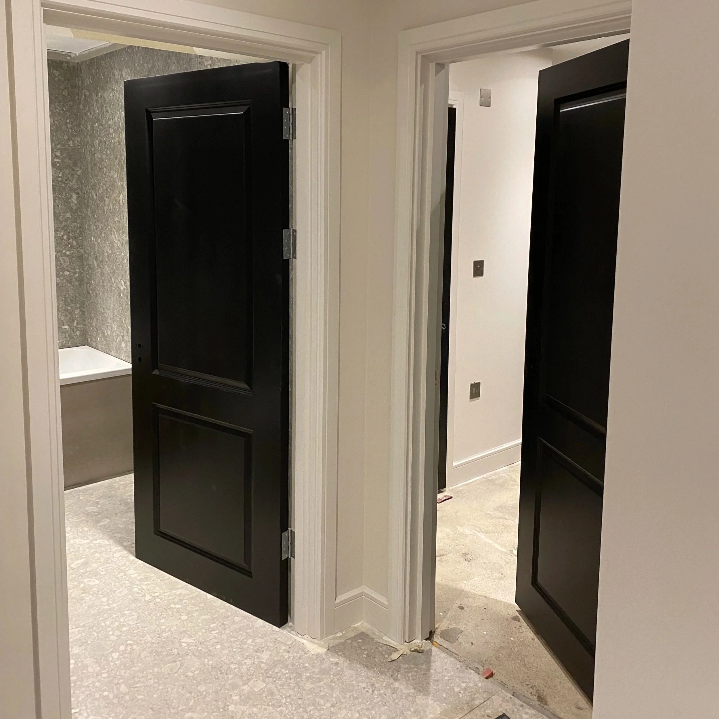 Internal doors spray finished by local spraying company CLX Coatings
