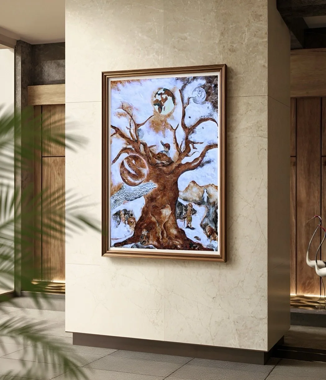 There are moments when love becomes larger than life &mdash; when it stretches past what we can hold, past words, past even the boundaries of loss. Bigger Than the World was born from that kind of love. 

Now exhibited at the Frisco Winter Art Show. 