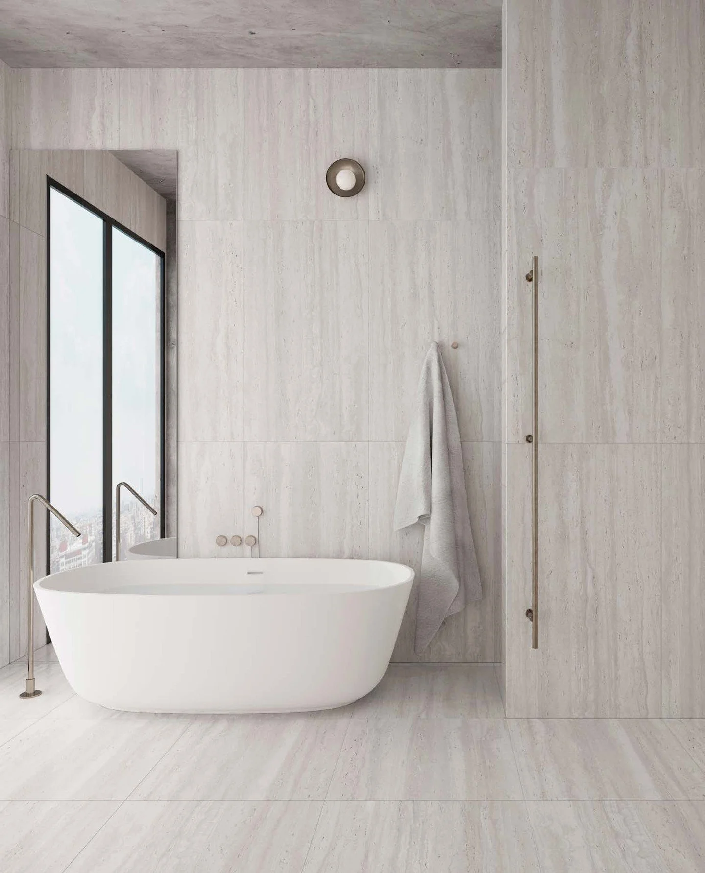 A porcelain bath among porcelain travertine.

Aurora | Porcelain | 600mm x 600mm