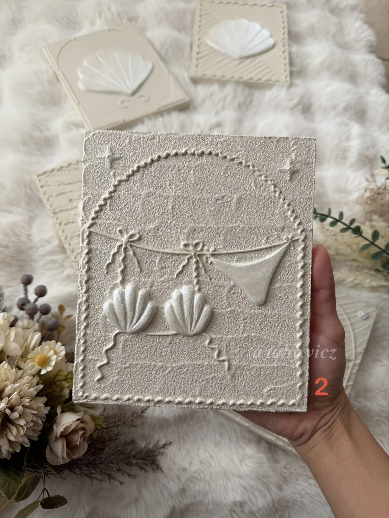 Original Textured Art Shell clam & Cute Bikini