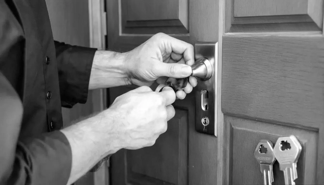 Serrurier Metrasud répare une porte menuiserie d'immeuble toulousain