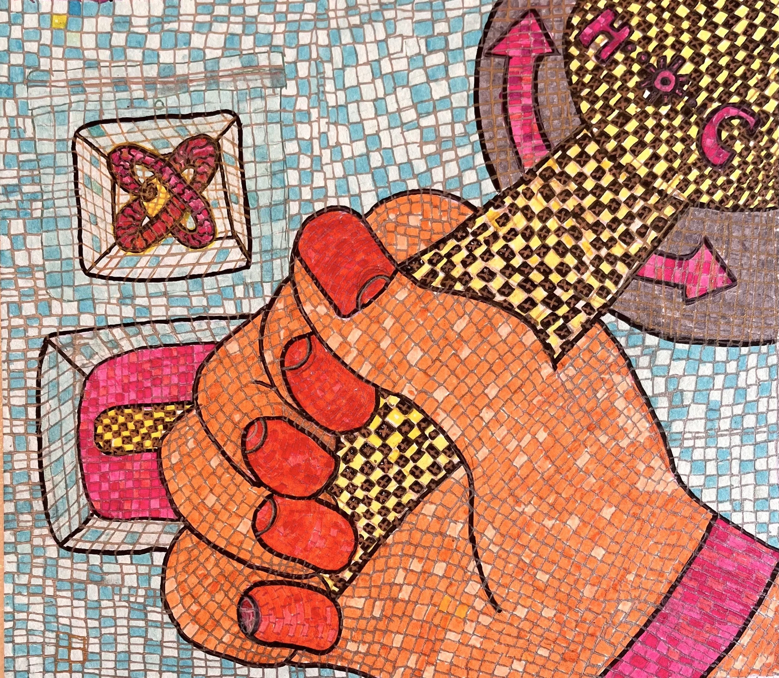 Phases 1 of 4, Watercolor Markers and Gel Pen on Paper, 18inx16in, August 2022