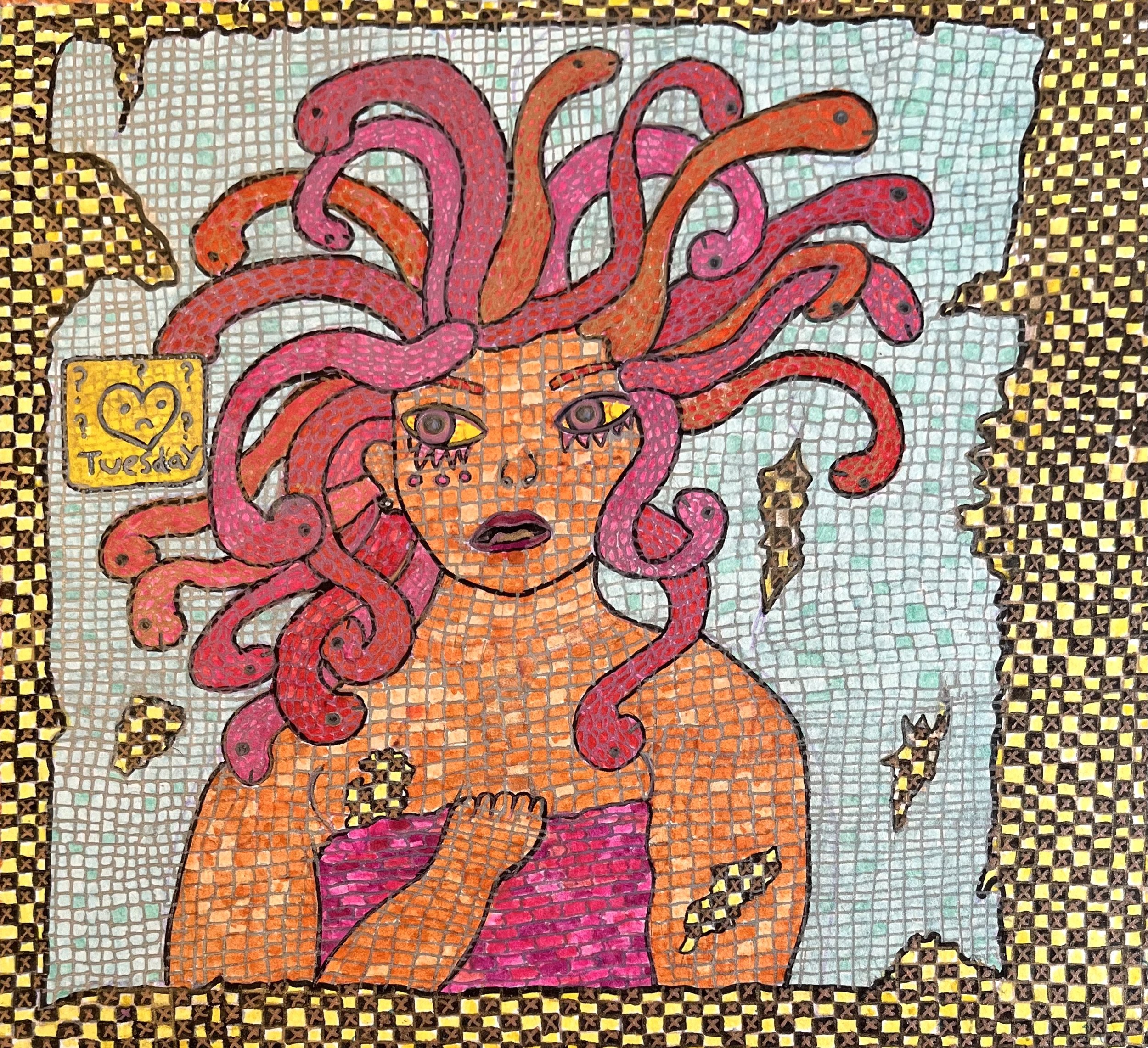 Phases 4 of 4, Watercolor Markers and Gel Pen on Paper, 18inx16in, August 2022