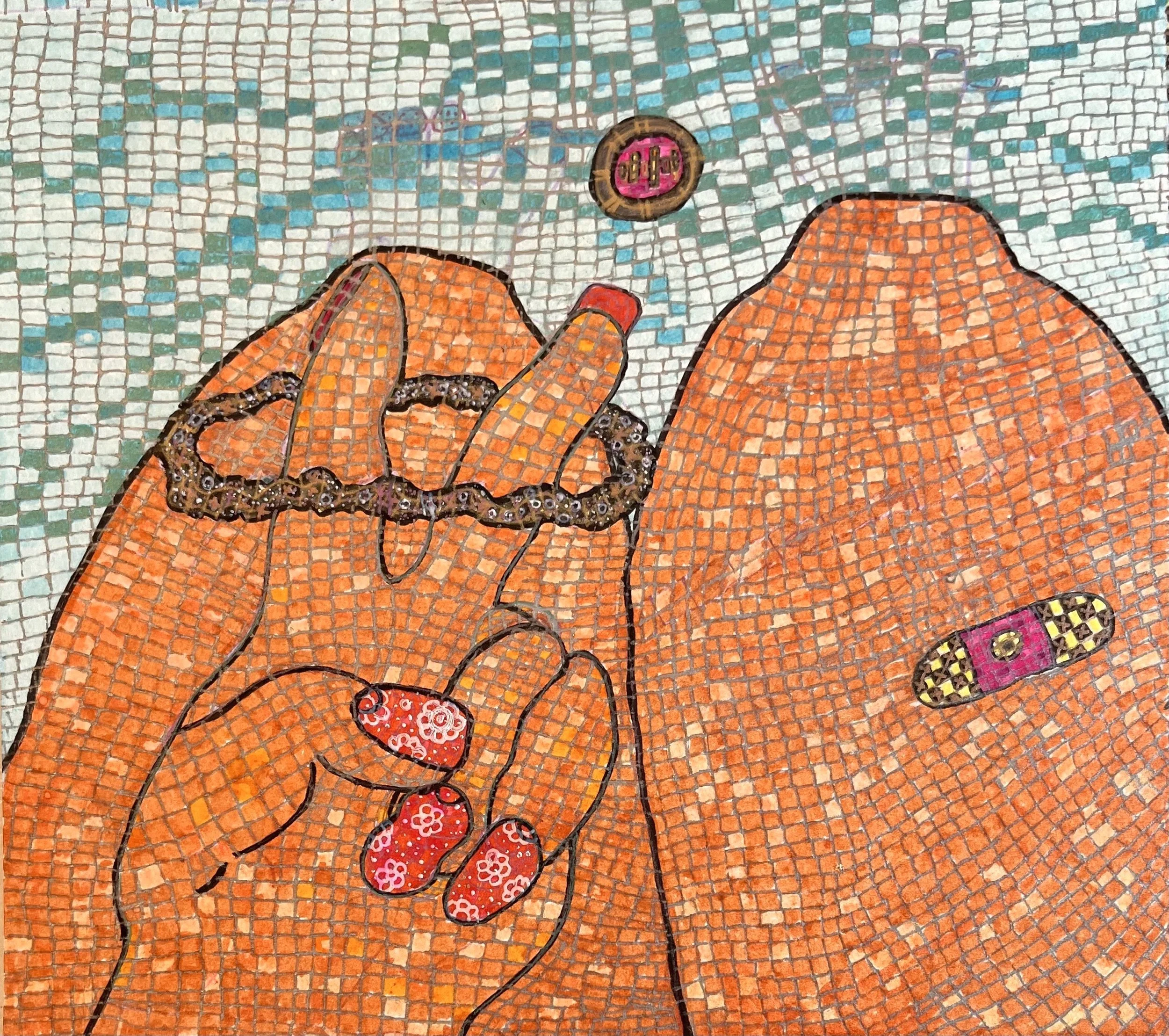 Phases 3 of 4, Watercolor Markers and Gel Pen on Paper, 18inx16in, August 2022