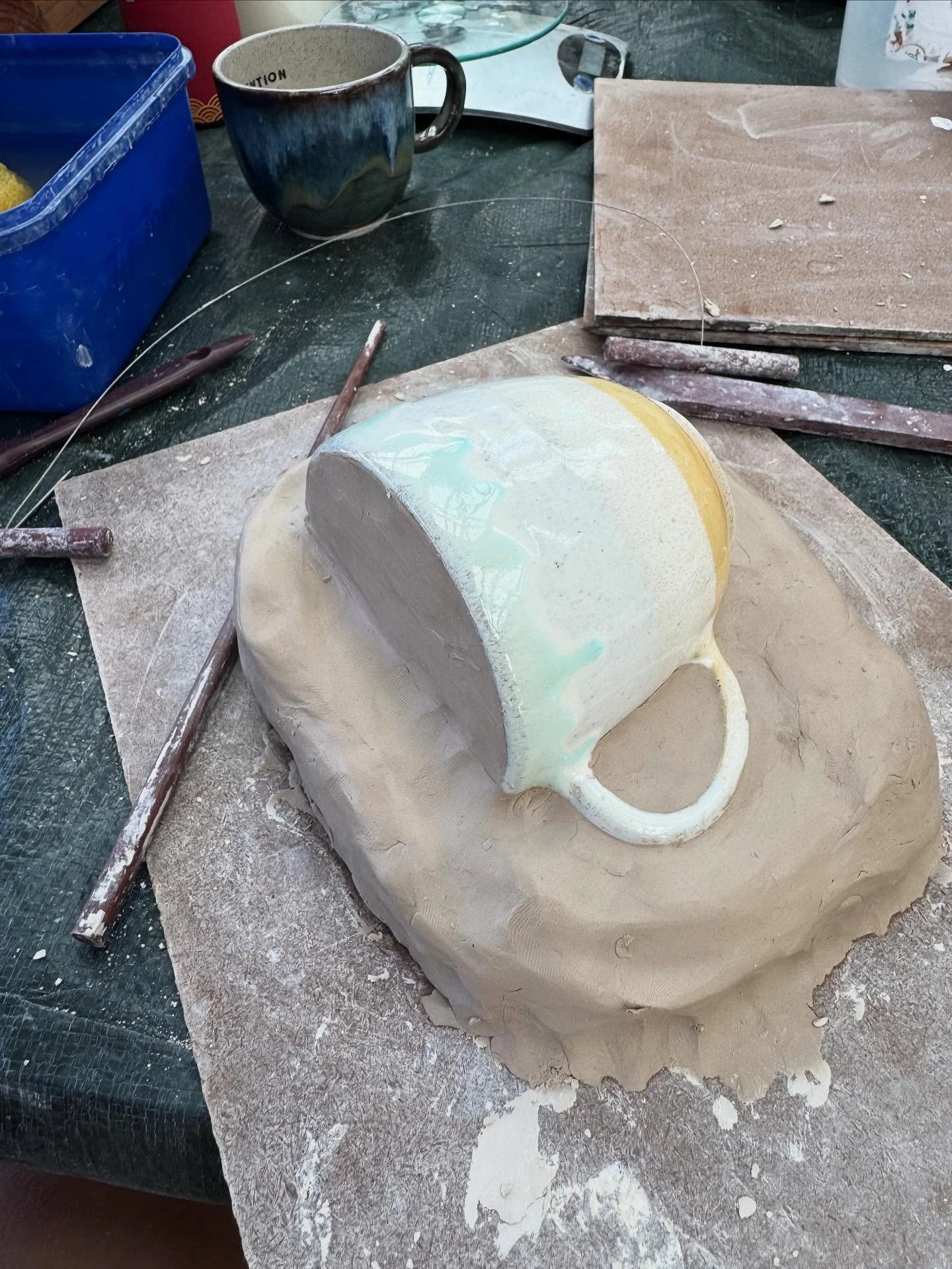 Learning the process! Having a play with slipcasting, learning how to make molds to get cup shapes more consistent.