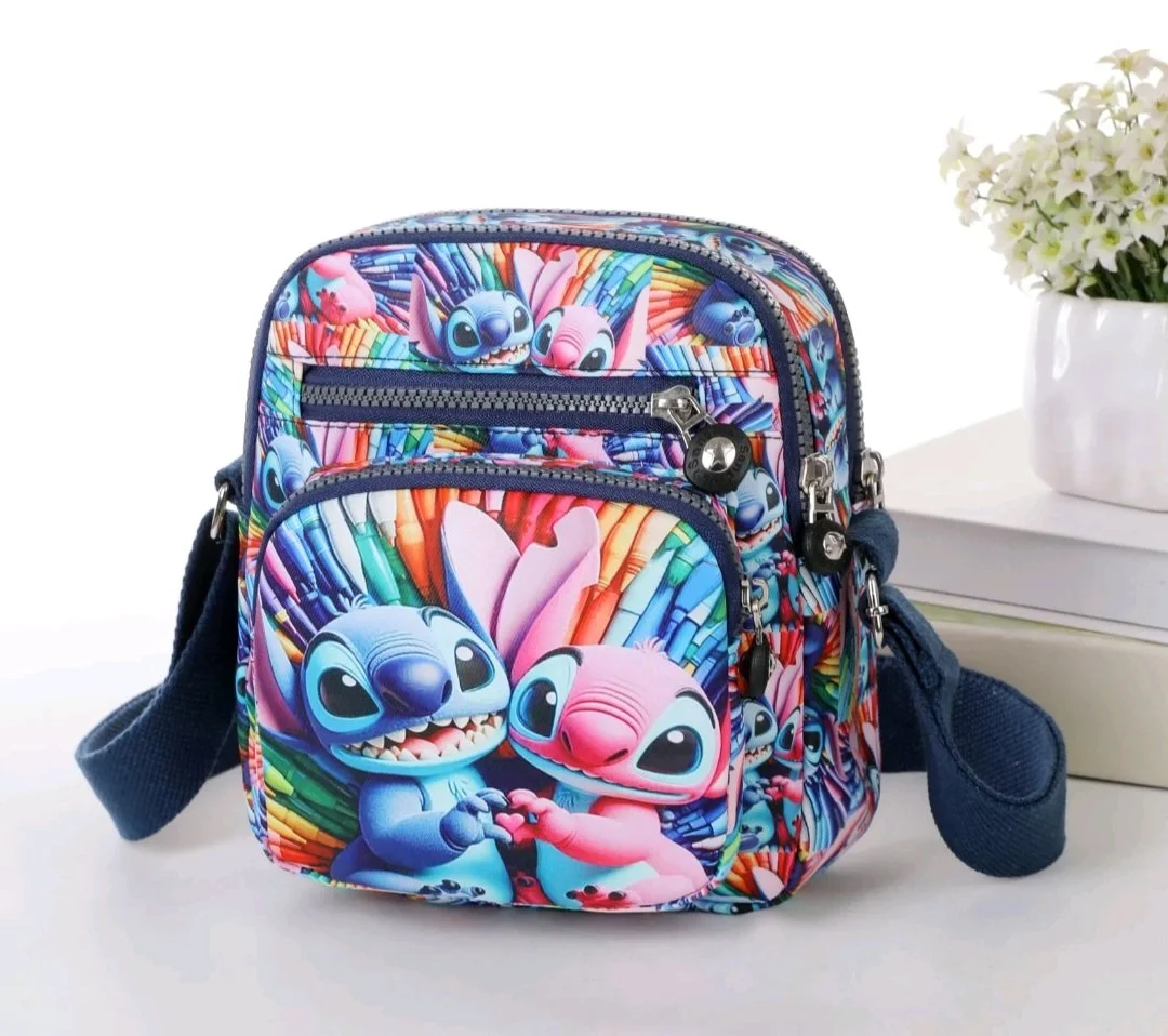 Stitch and Angel All-Over Print Crossbody Bag