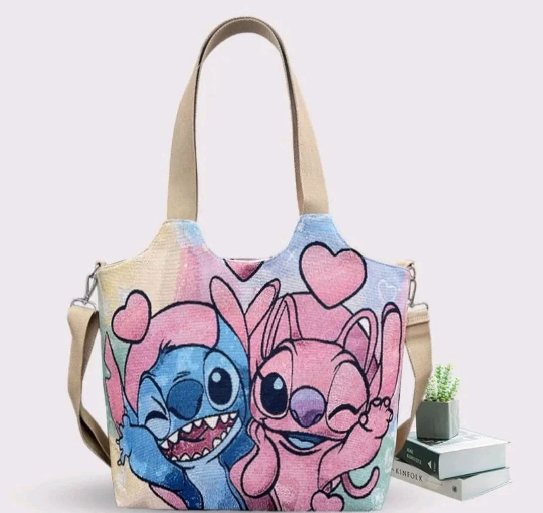Stitch and Angel tote bag with shoulder strap
