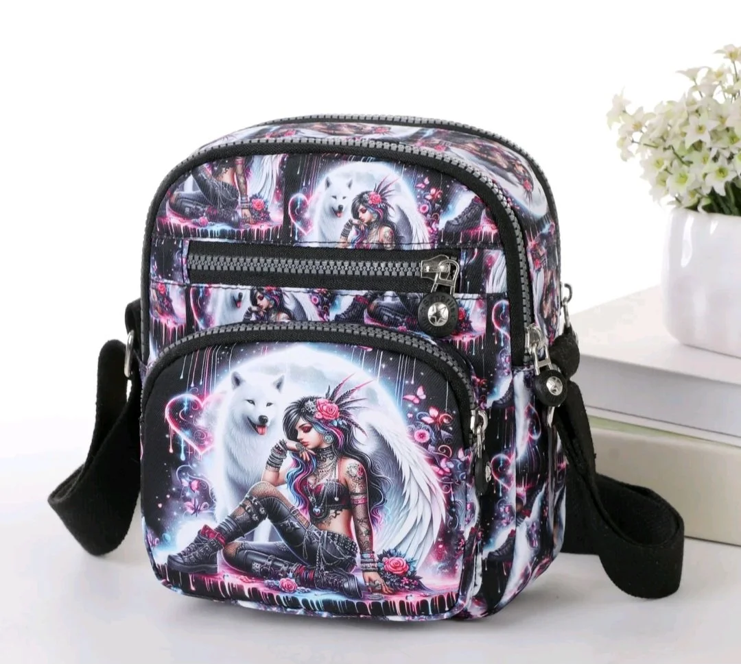 Fantasy Wolf & Beauty Crossbody Bag