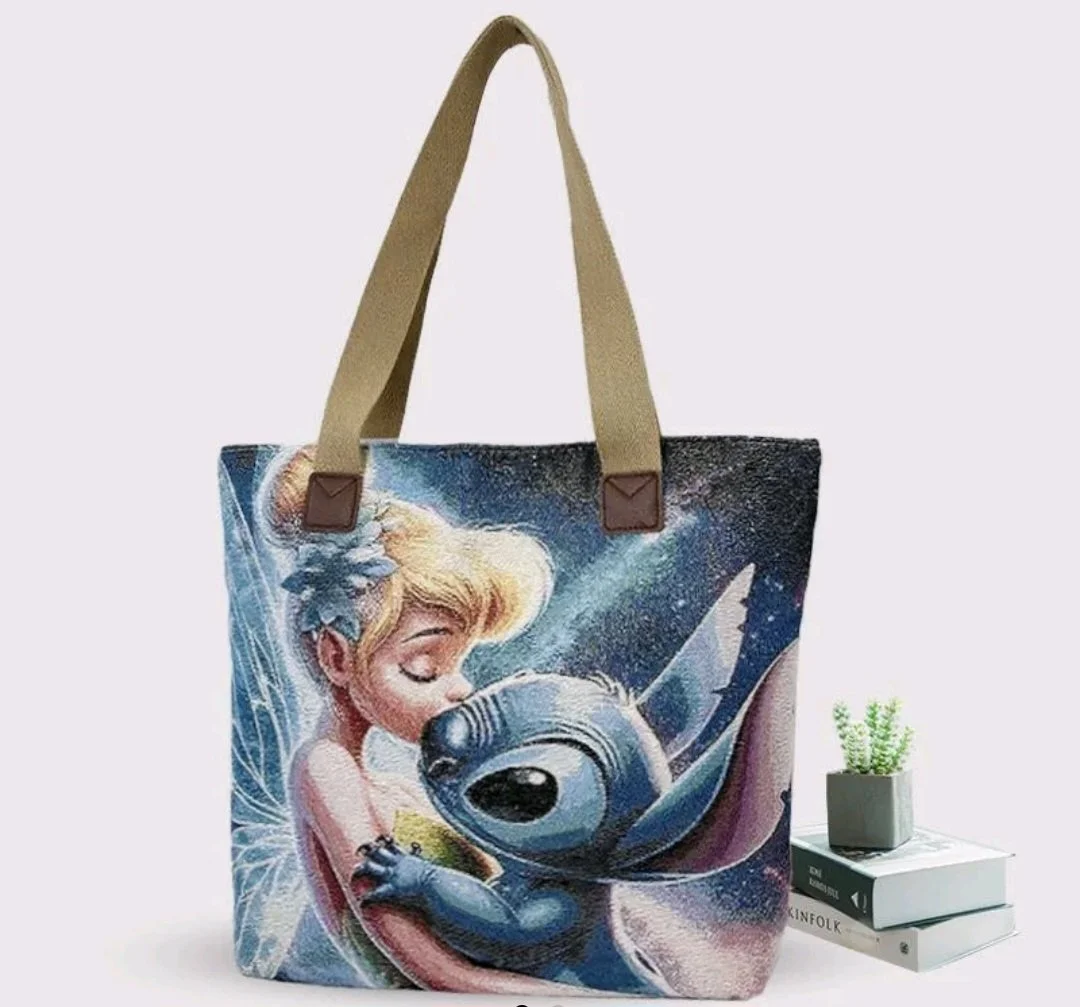 Beautiful Stitch and Tinkerbell tote bag