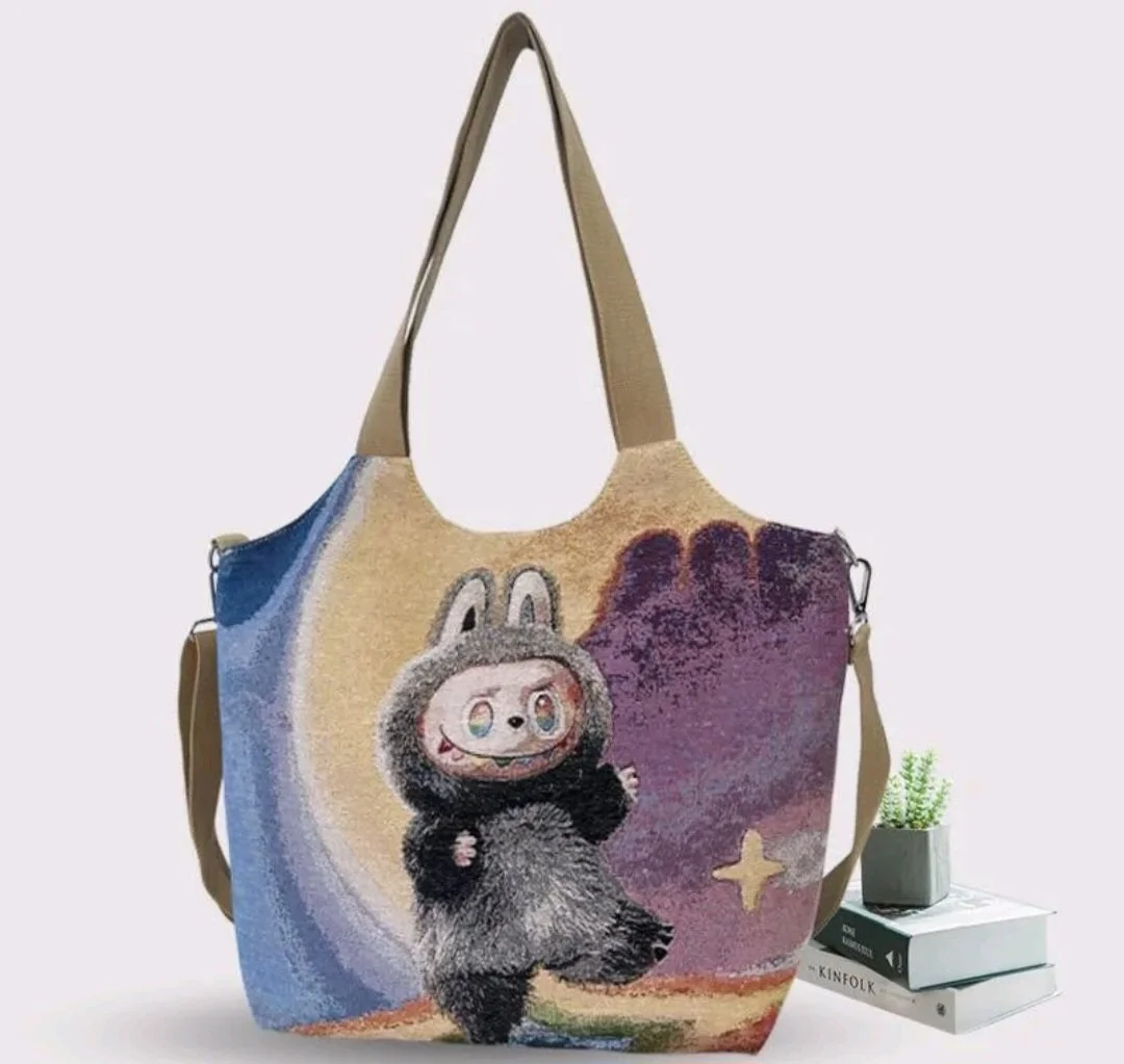 Beautiful Labubu tote bag with extra shoulder strap
