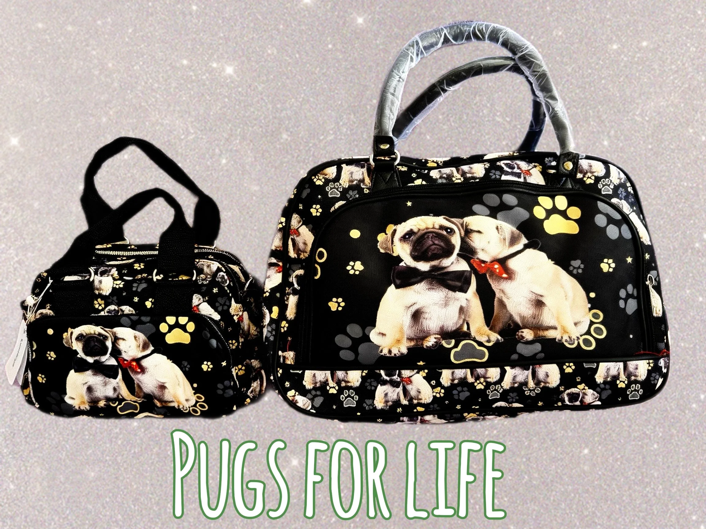 Pug weekend bag with matching shoulder bag