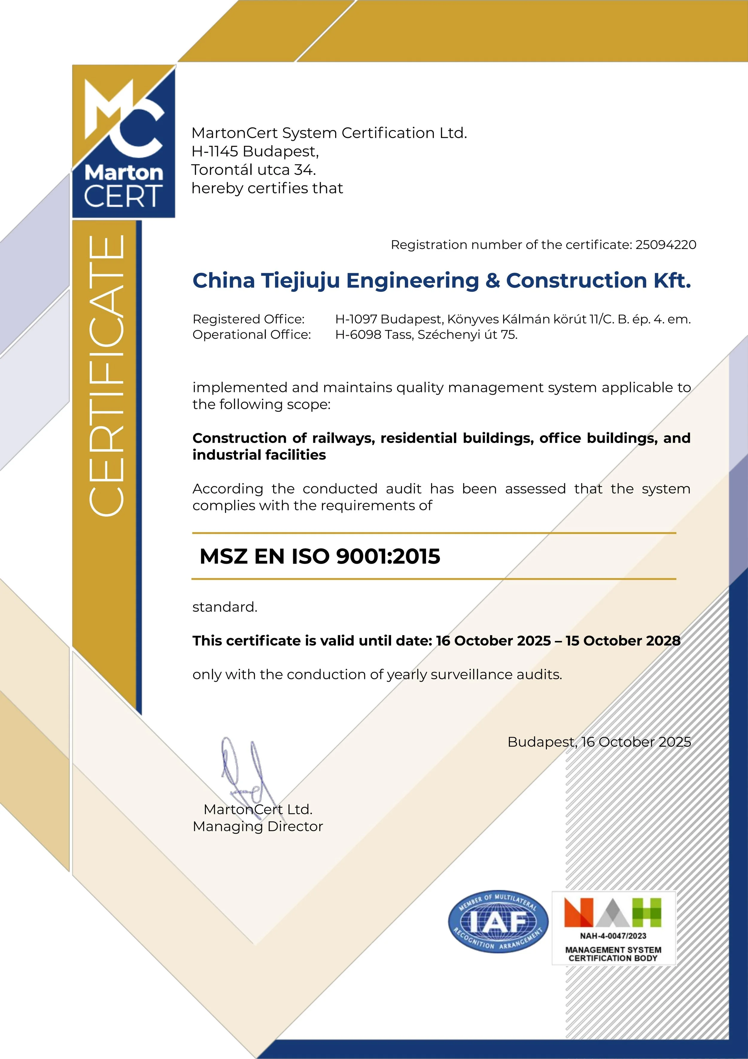 MSZ EN ISO 9001:2015