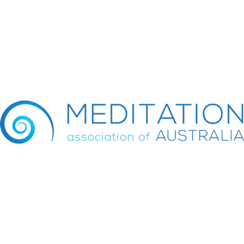 Logo for Meditation Center of Pennsylvania featuring a spiral icon and blue text.