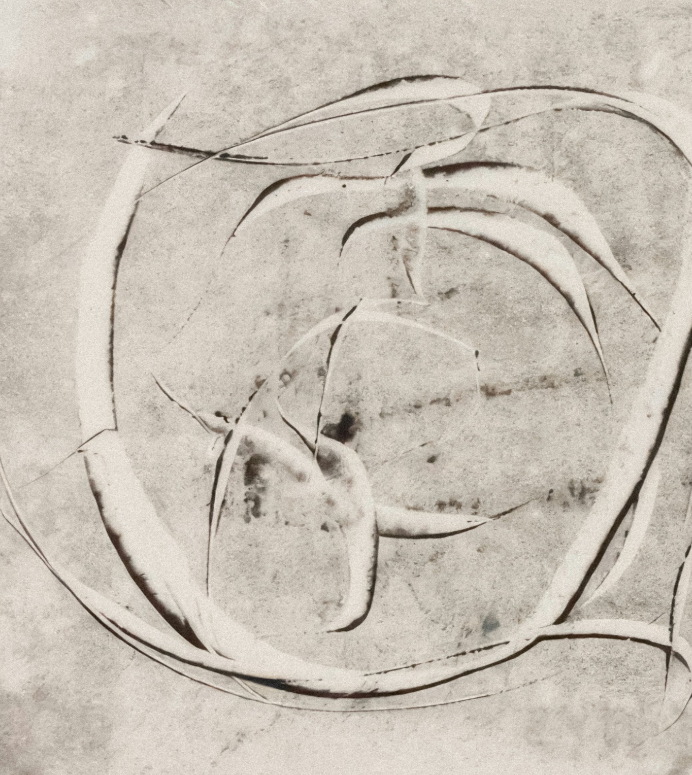 A circular arrangement of variously shaped ice cubes on a flat surface.