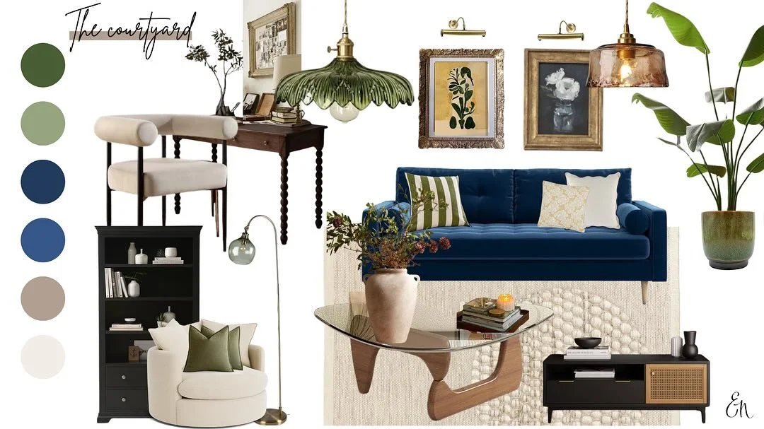 &lsquo;The Courtyard&rsquo; Project 🦋

Swipe to see some style #moodboards I prepped for this rental apartment I&rsquo;m currently redecorating👀

The overall design reflects the heritage of Britain&rsquo;s countryside, following a predominantly Geo