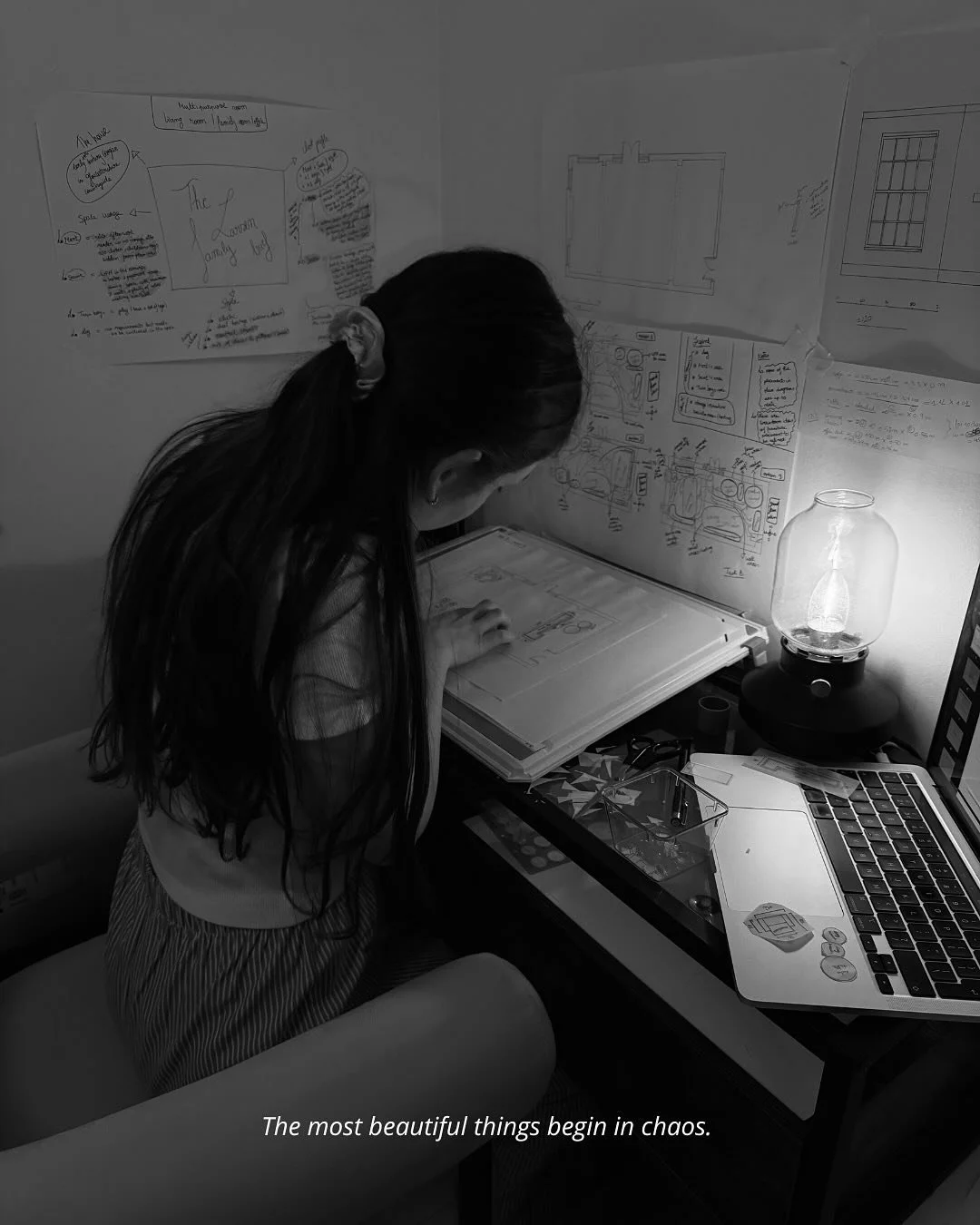 The process is messy, but there is a certain beauty in it&hellip;
.
This was my first attempt at technical drawing and space planning and it was hard and a bit chaotic, but you have to start somewhere👀
.
Doing something new for the very first time t