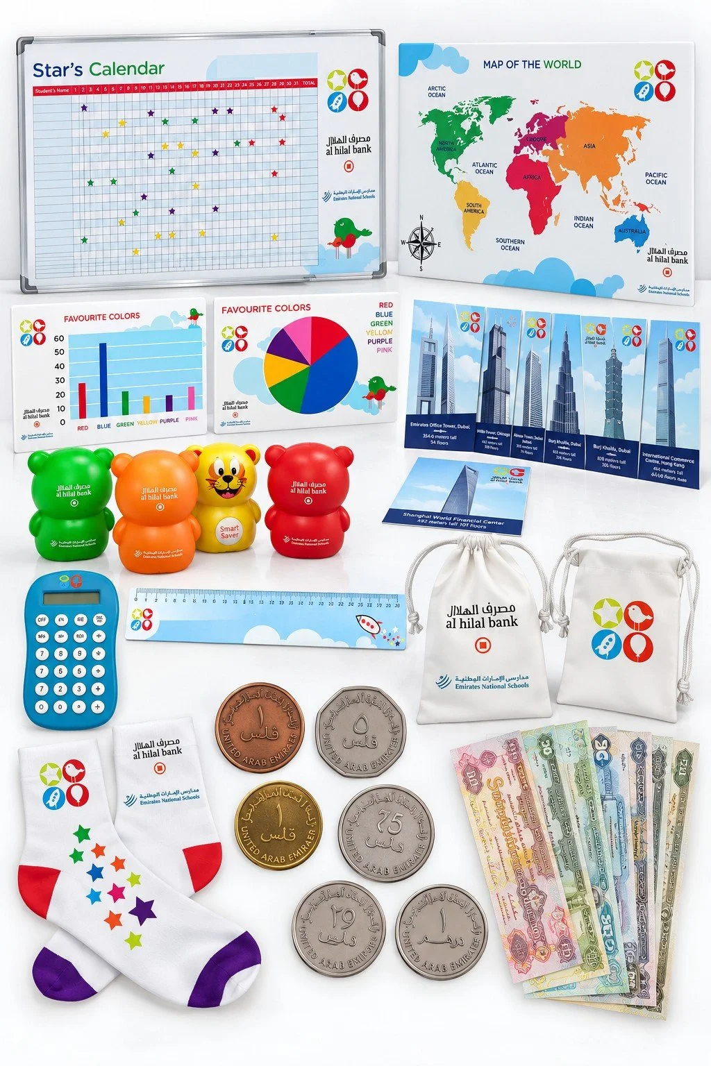 Custom School Giveaways for Al Hilal Bank and Emirates National Schools