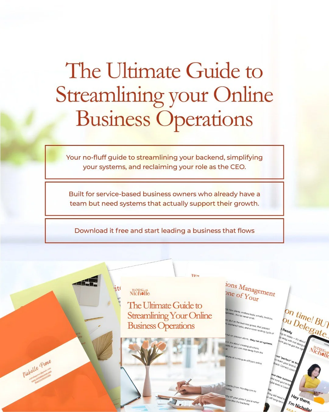 If your business feels heavier than it should, this is for you.

I created The Ultimate Guide to Streamlining Your Online Business Operations for service-based CEOs who already have traction, maybe even a team, but still feel like everything runs thr