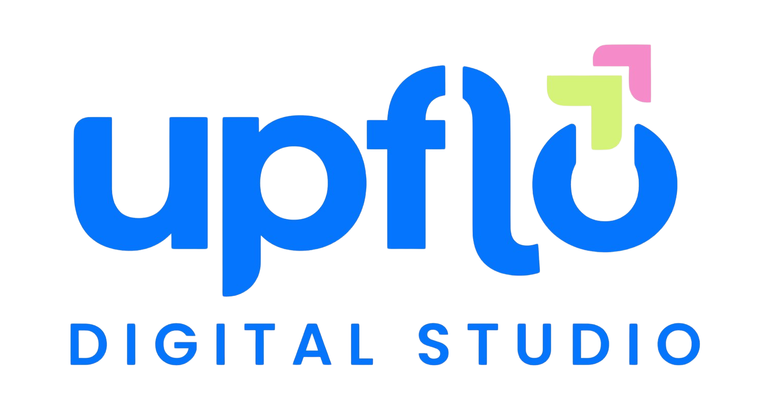 Logo of UpFlip Digital Studio featuring the word 'upflip' in blue lowercase letters with a stylized power button icon and arrows, and 'DIGITAL STUDIO' written underneath.