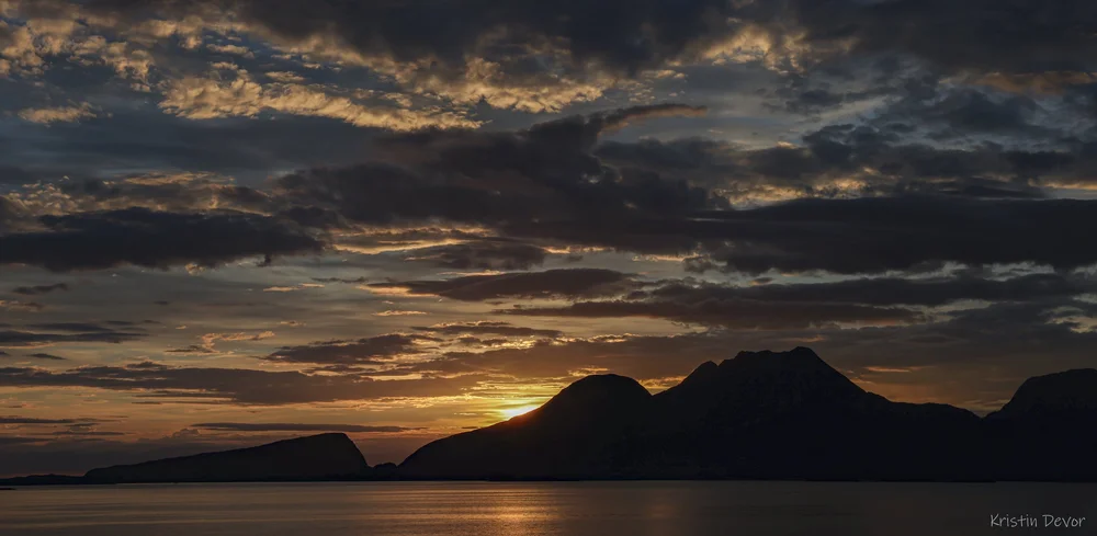 Luminous coastal landscape on the Helgeland coast in Northern Norway