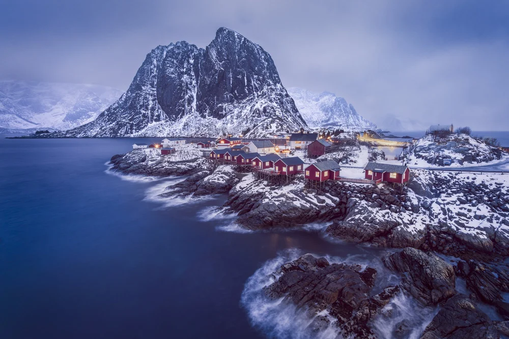Hamnøy in Lofoten during blue hour