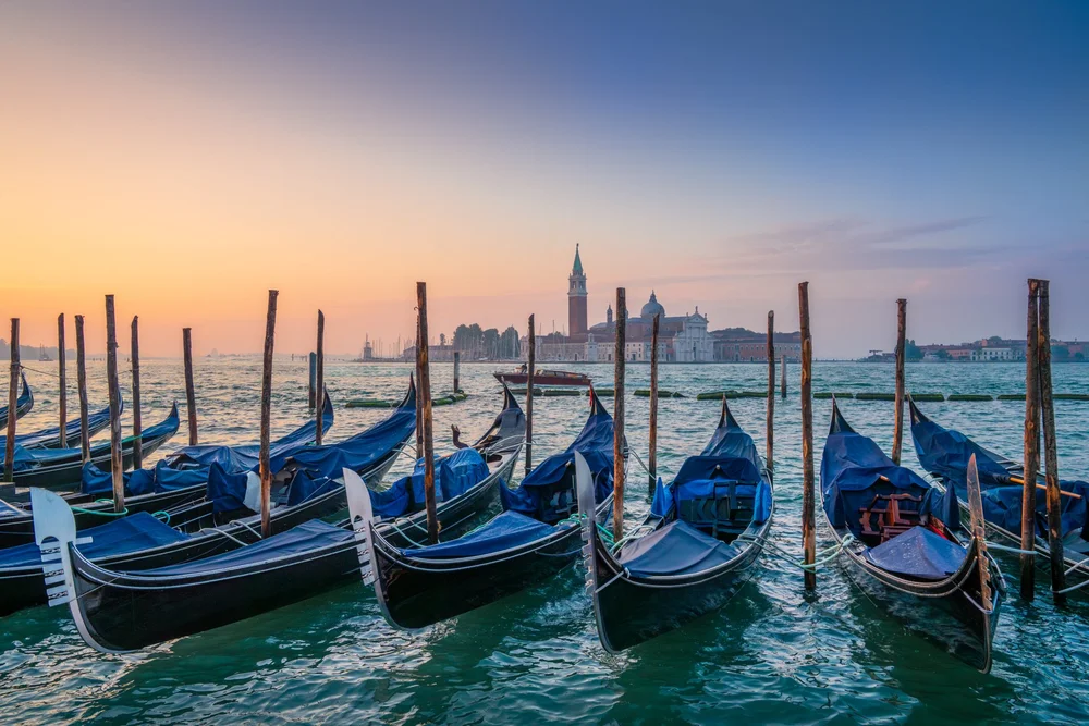 Gondolas and atmospheric canals in Venice