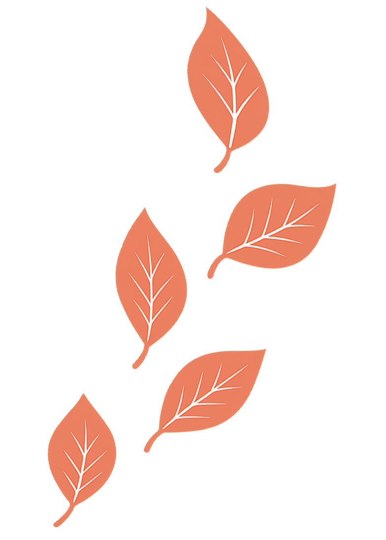 Falling autumn leaves in shades of orange with white veins on a black background.