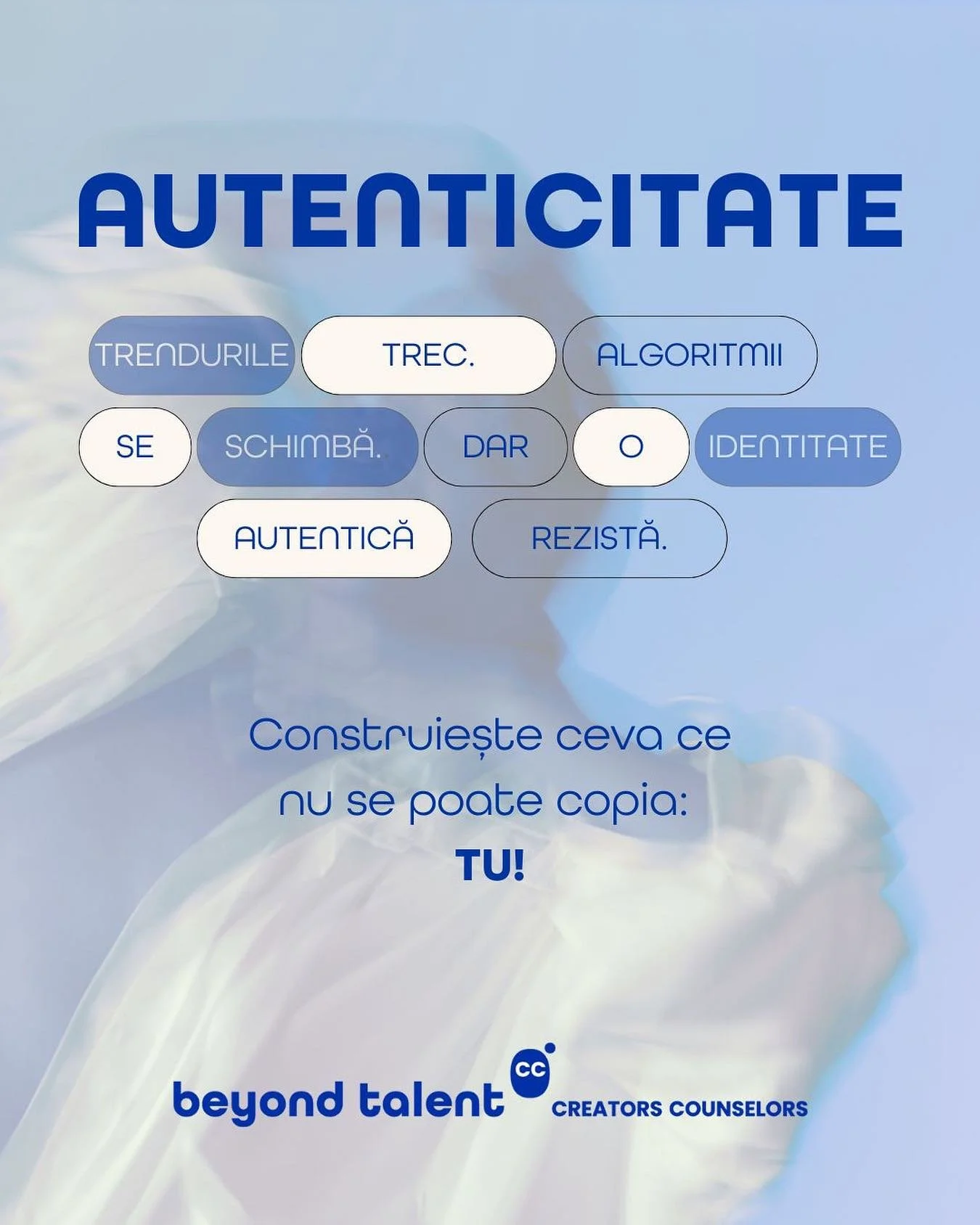 In a world full of copies be the original! Sincer, fără mască, &icirc;n rolul tău unic. #personabranding #creatorscounselors #BeyondTalent