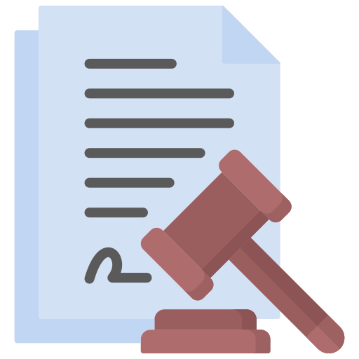 An image of a text document with a gavel over the top