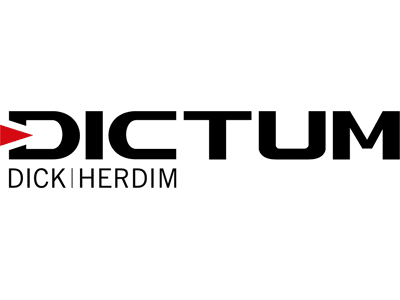 Logo der Marke Dictum in schwarzer Schrift.