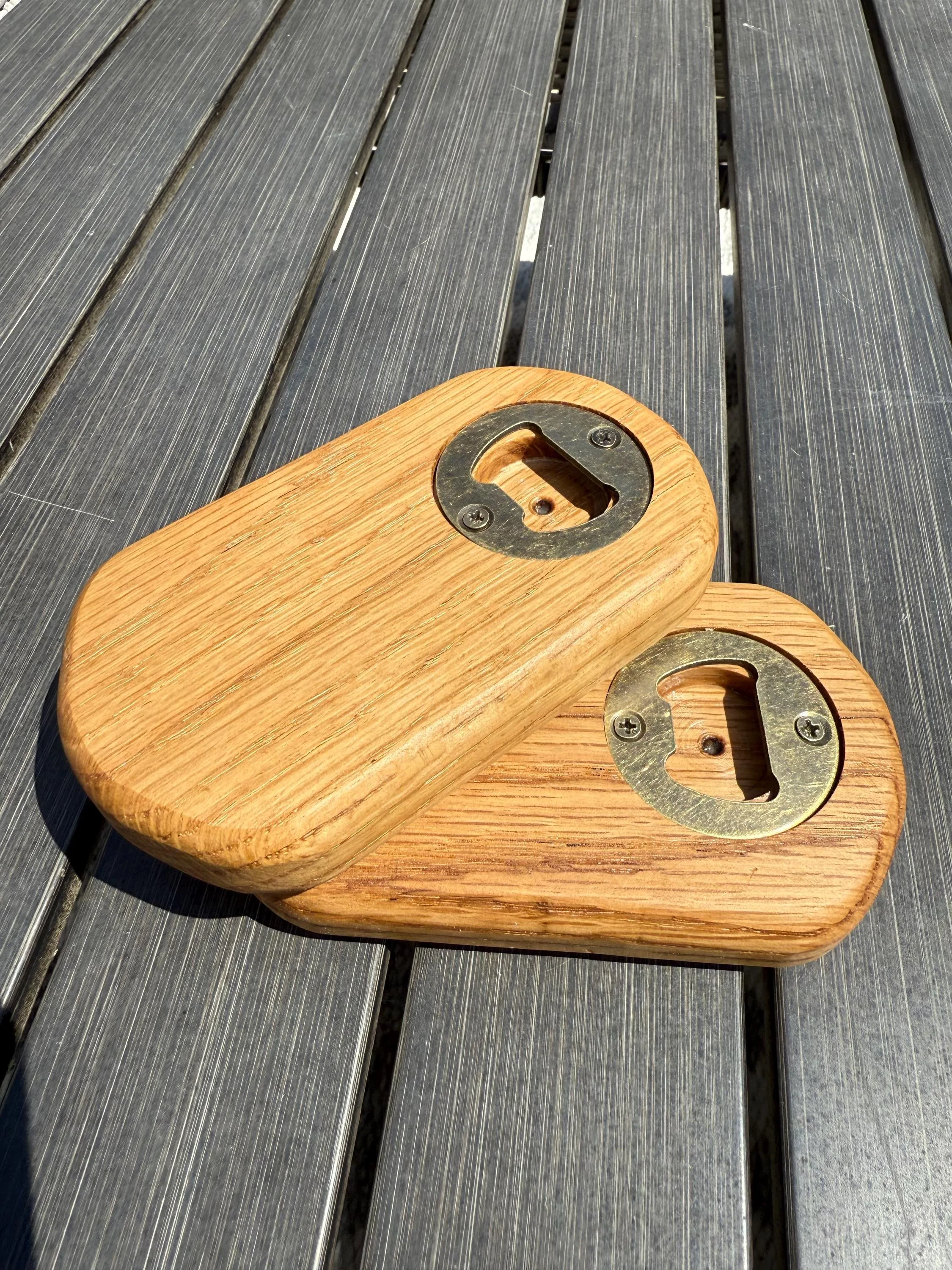 Handmade Wooden Bottle Opener: Personalised Oak Bar Accessory (Ships 1-2 weeks)