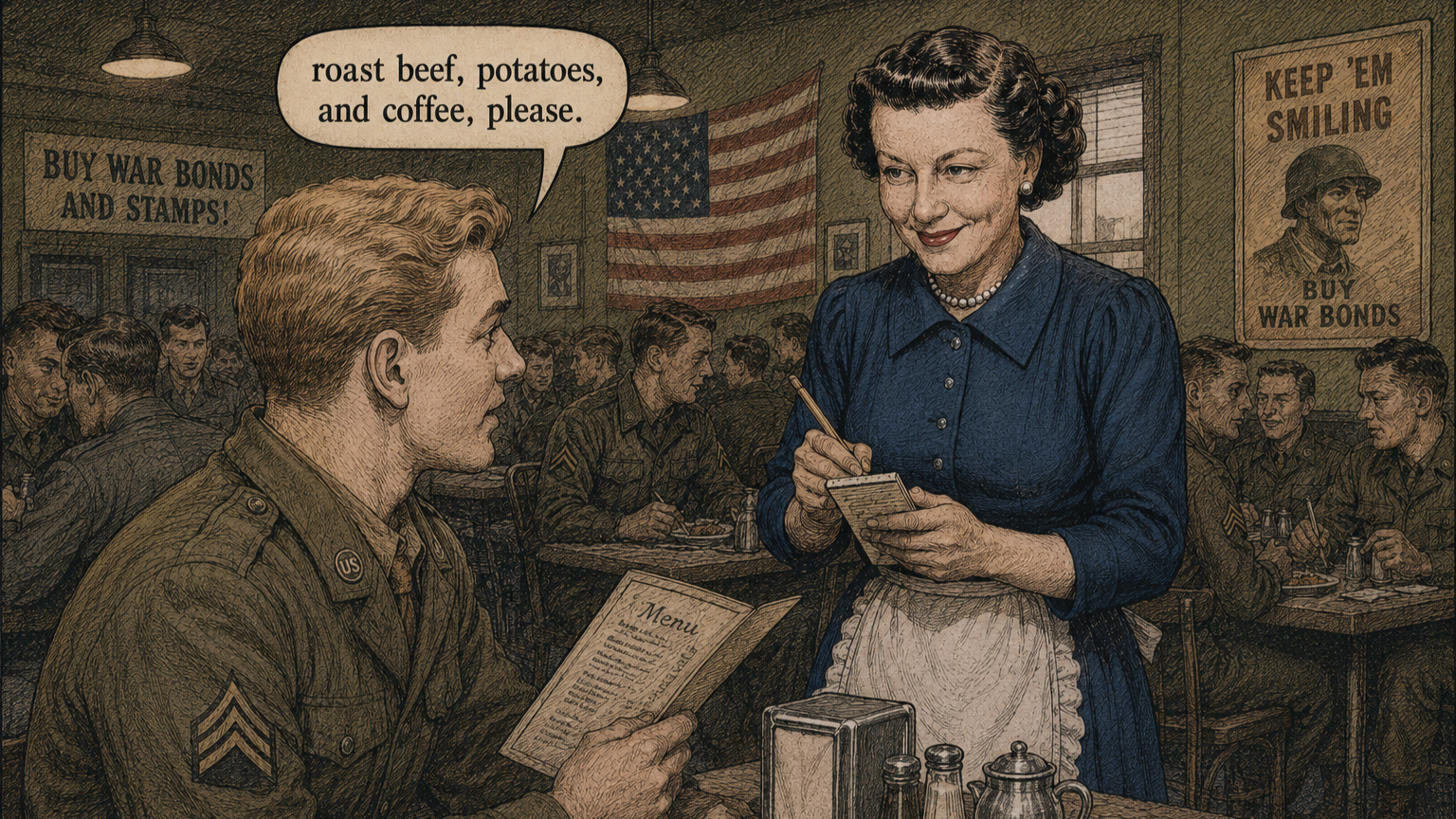 “Mrs. Ike” Volunteers at the Soldiers, Sailors, and Marines Canteen, 1942