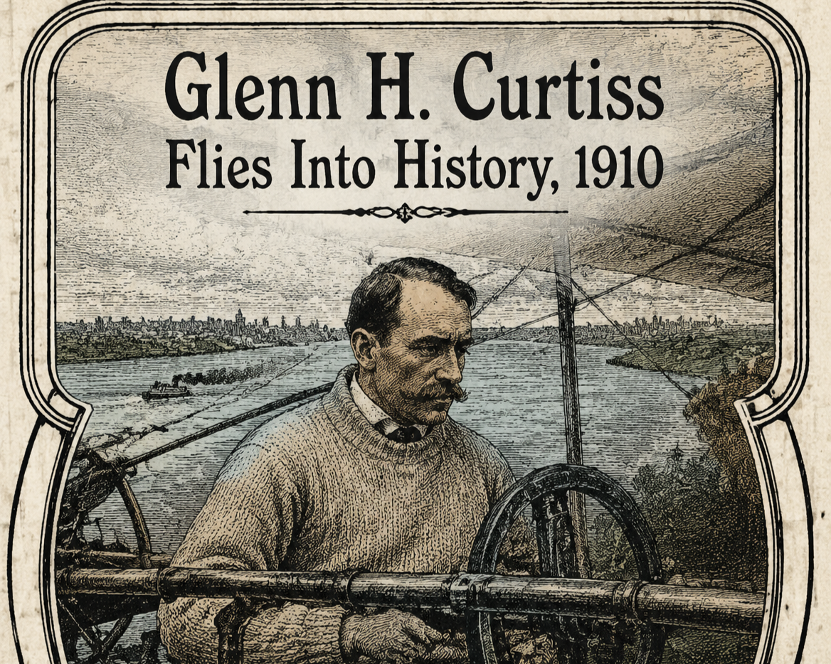 Glenn H. Curtiss Flies Into History, 1910