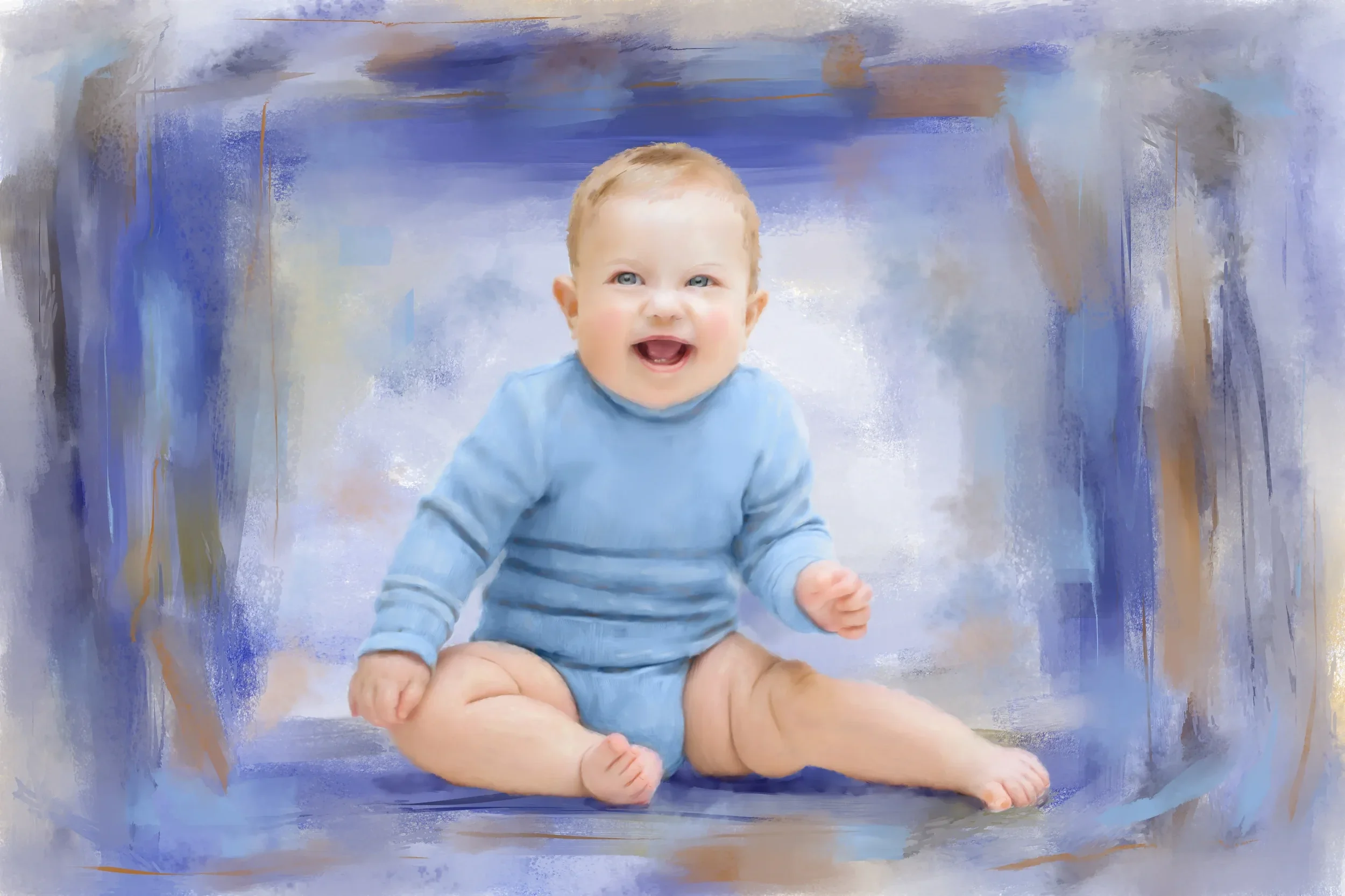 Portrait of an infant boy in a modern style.