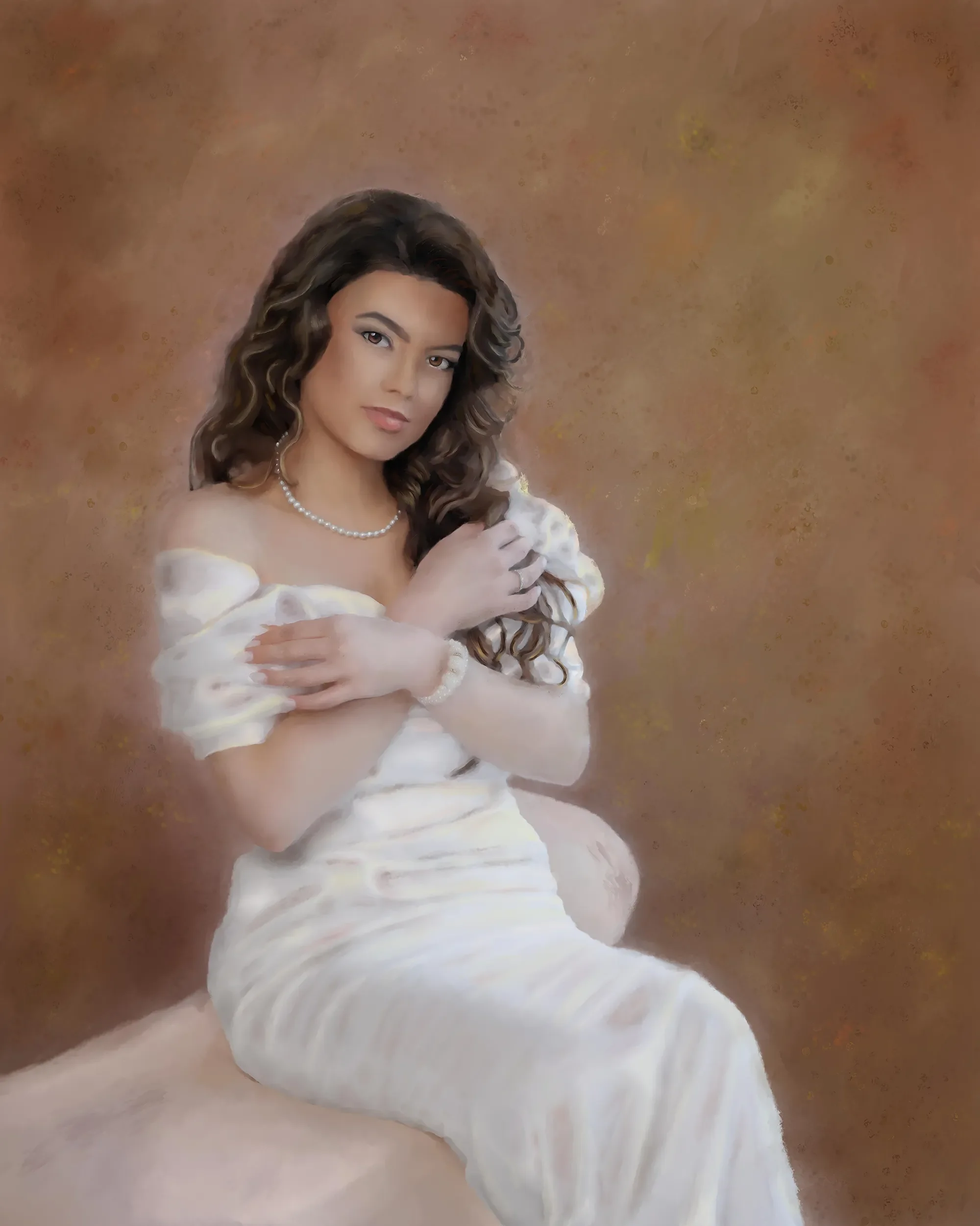 digital painting portrait impressionist style textured brush strokes custom portrait from photo