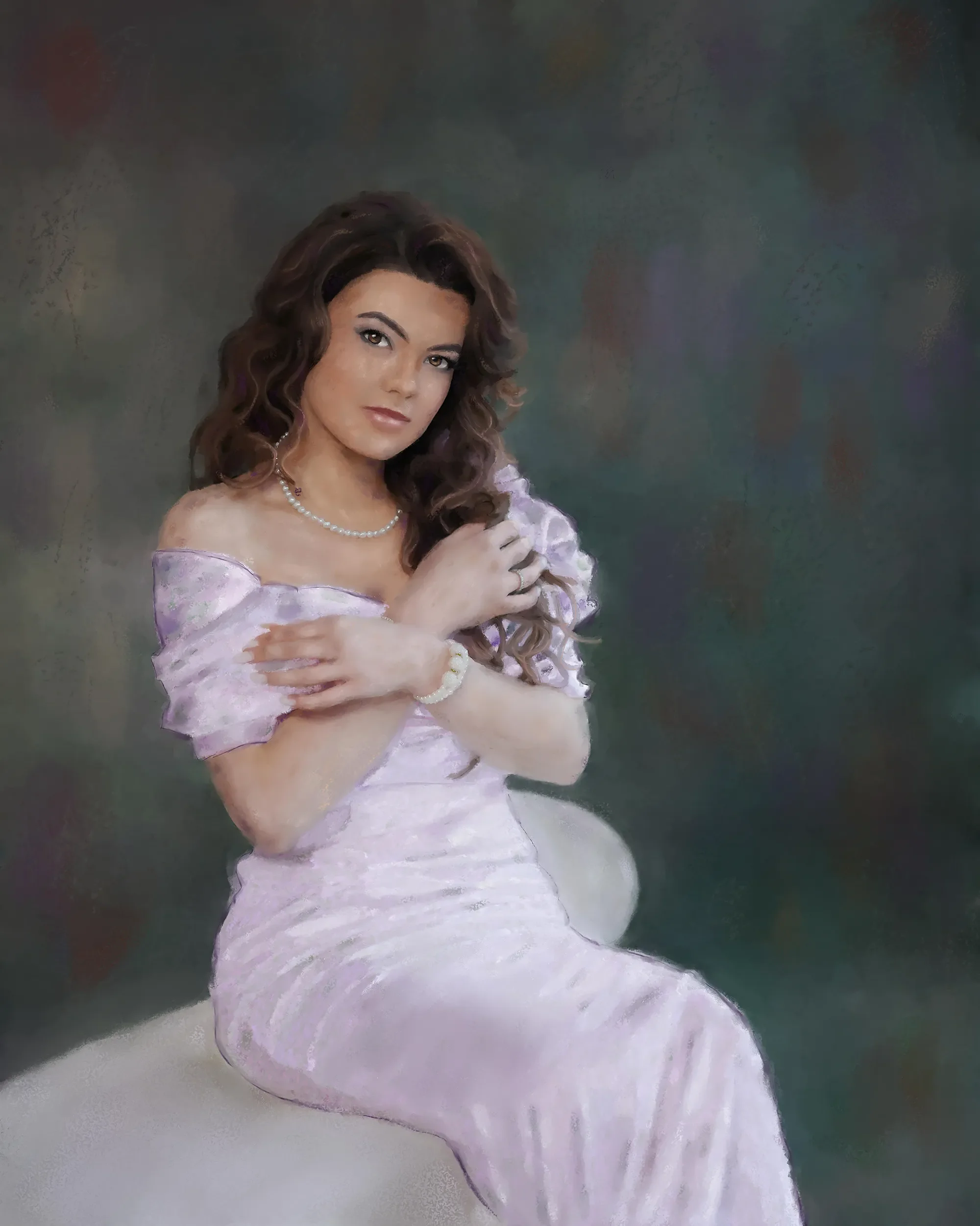 fine art digital portrait classical style realistic portrait painting from photo soft tones