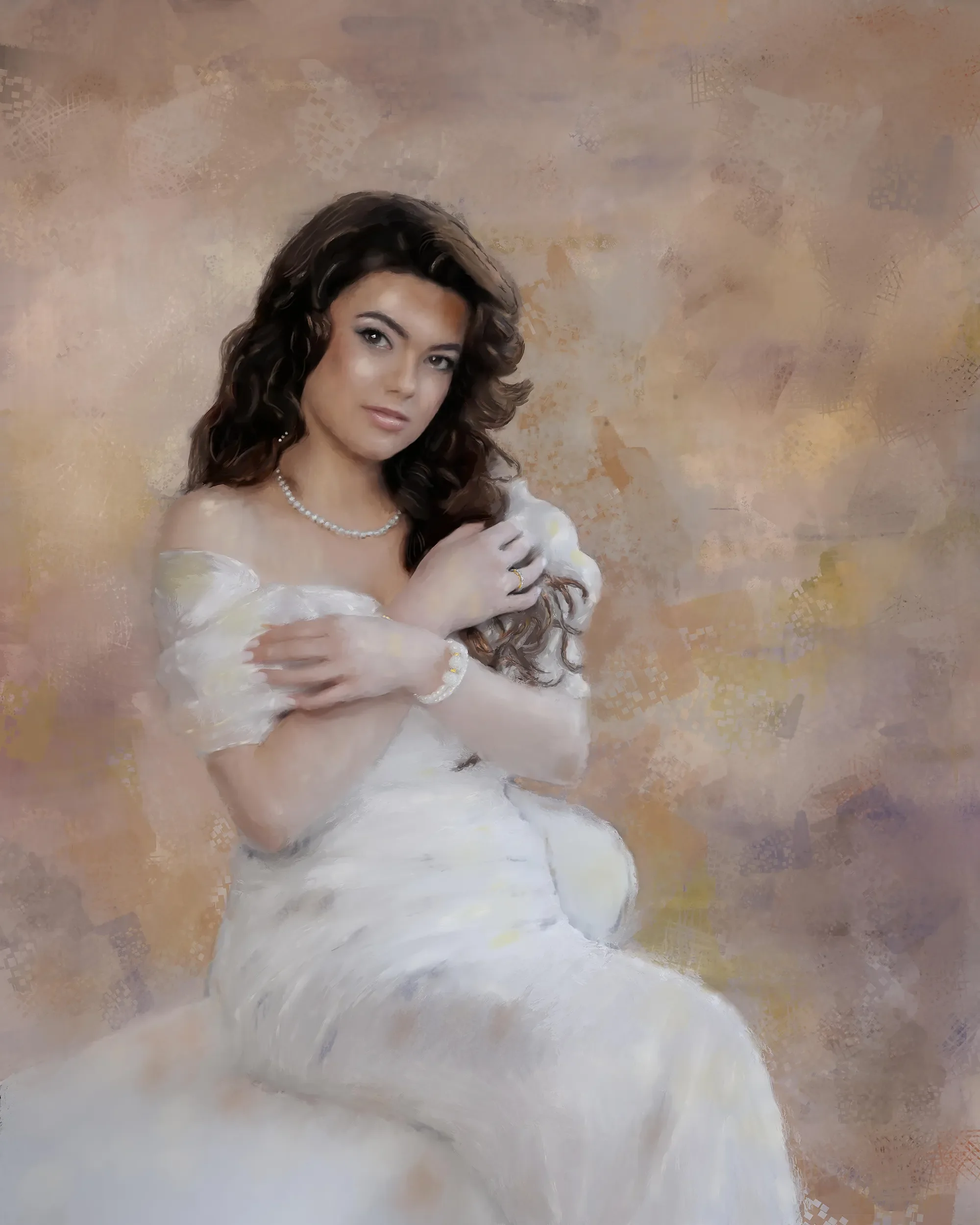 stylized digital portrait painting color graded custom portrait from photo modern fine art style