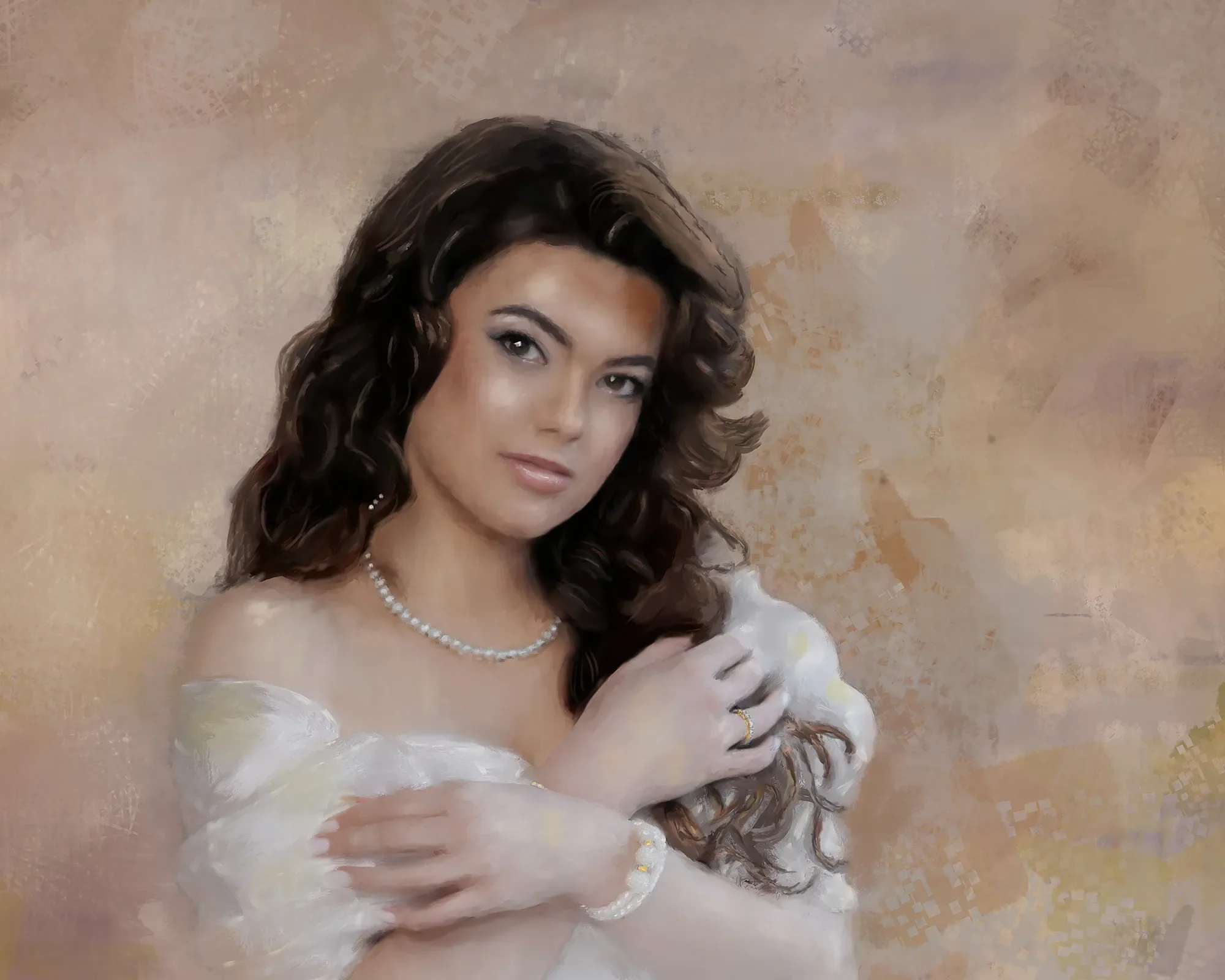 close up of a stylized digital portrait painting color graded custom portrait from photo modern fine art style