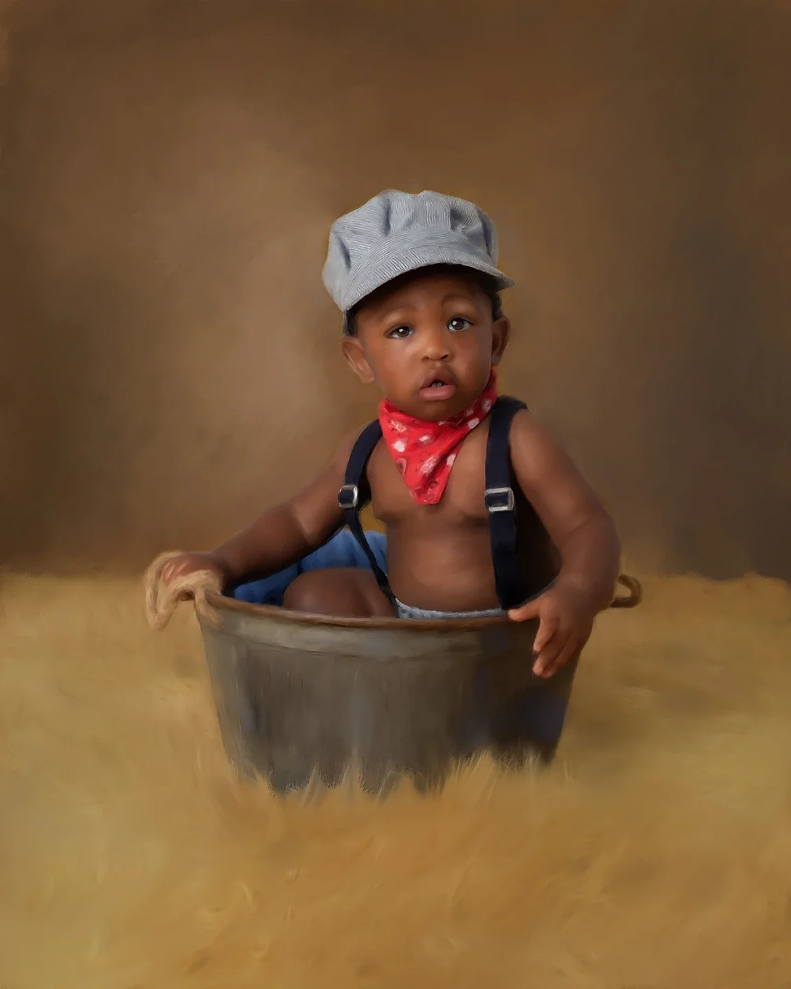 Portrait of an infant boy in an Old Master's Style.